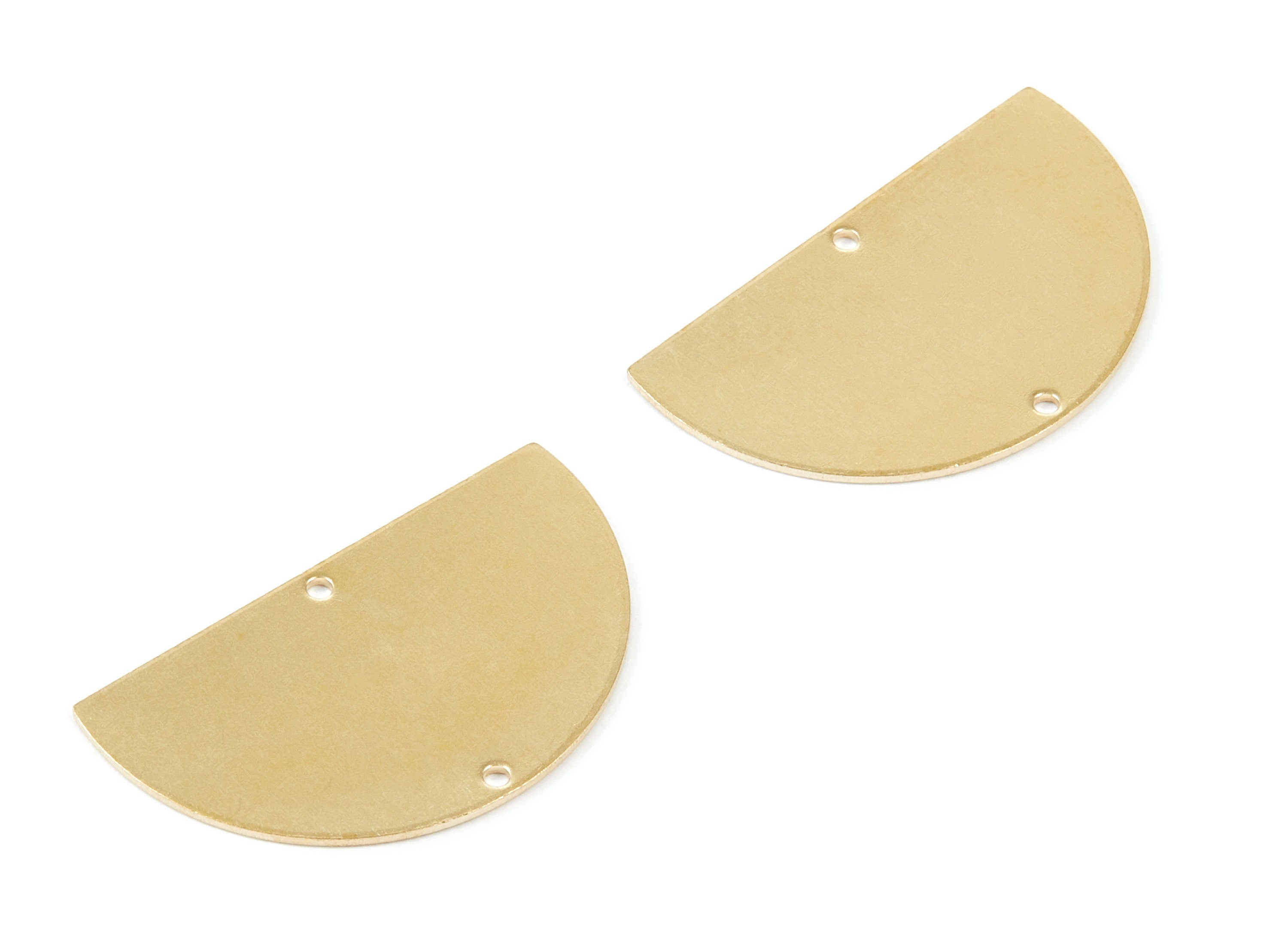 Personalized stamping blank - Brass Half Round Charms - Half Round Shaped Raw Brass Connector with 2 Holes - 33,5x20x0,84mm - PP1803 - DOMEDBAZAAR