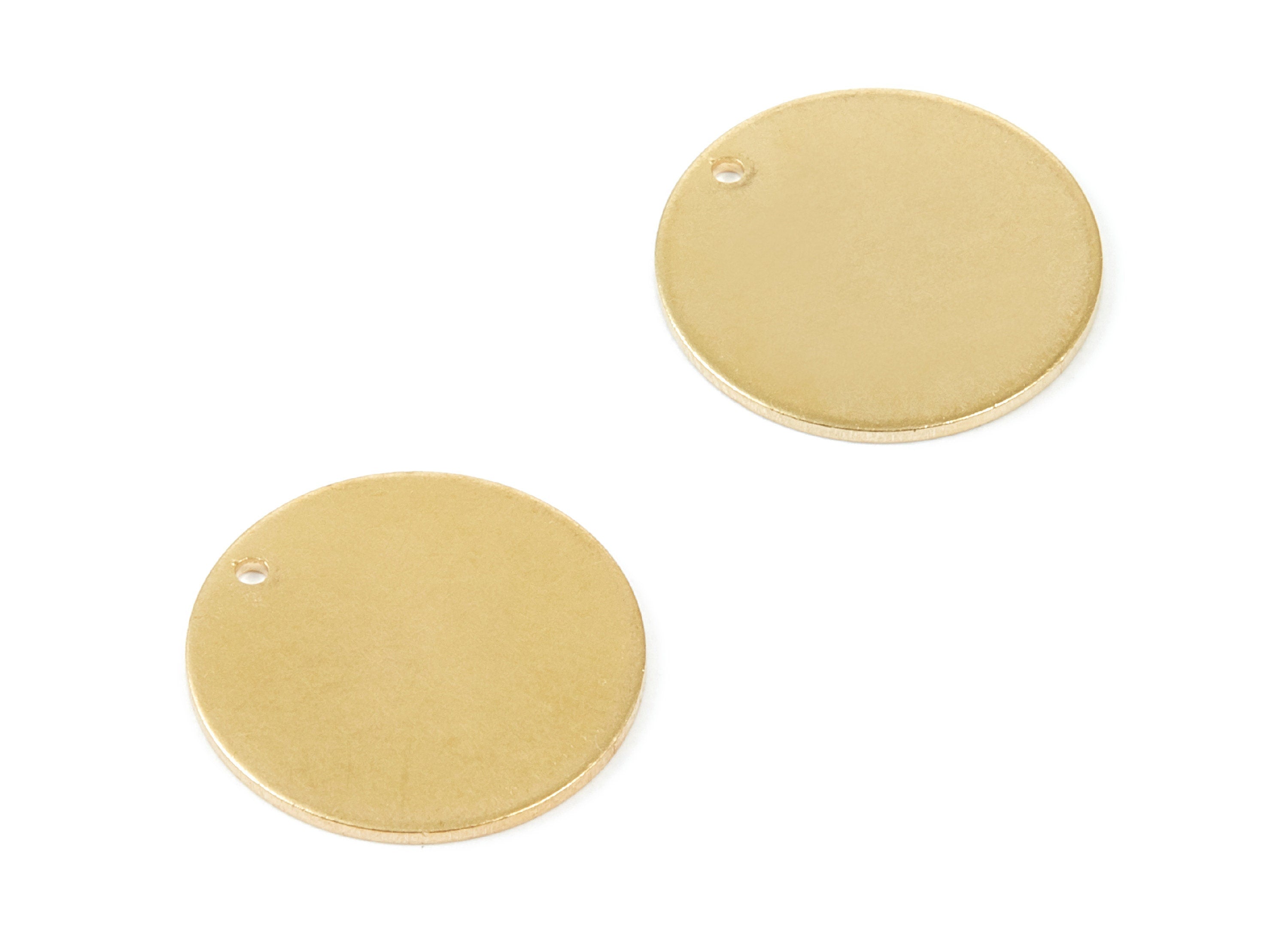 Personalized stamping blank - Brass Round Charms - Round Raw Brass Pendant With 1 Hole - Earring Findings - 20x20x0,85mm - PP1815 - DOMEDBAZAAR