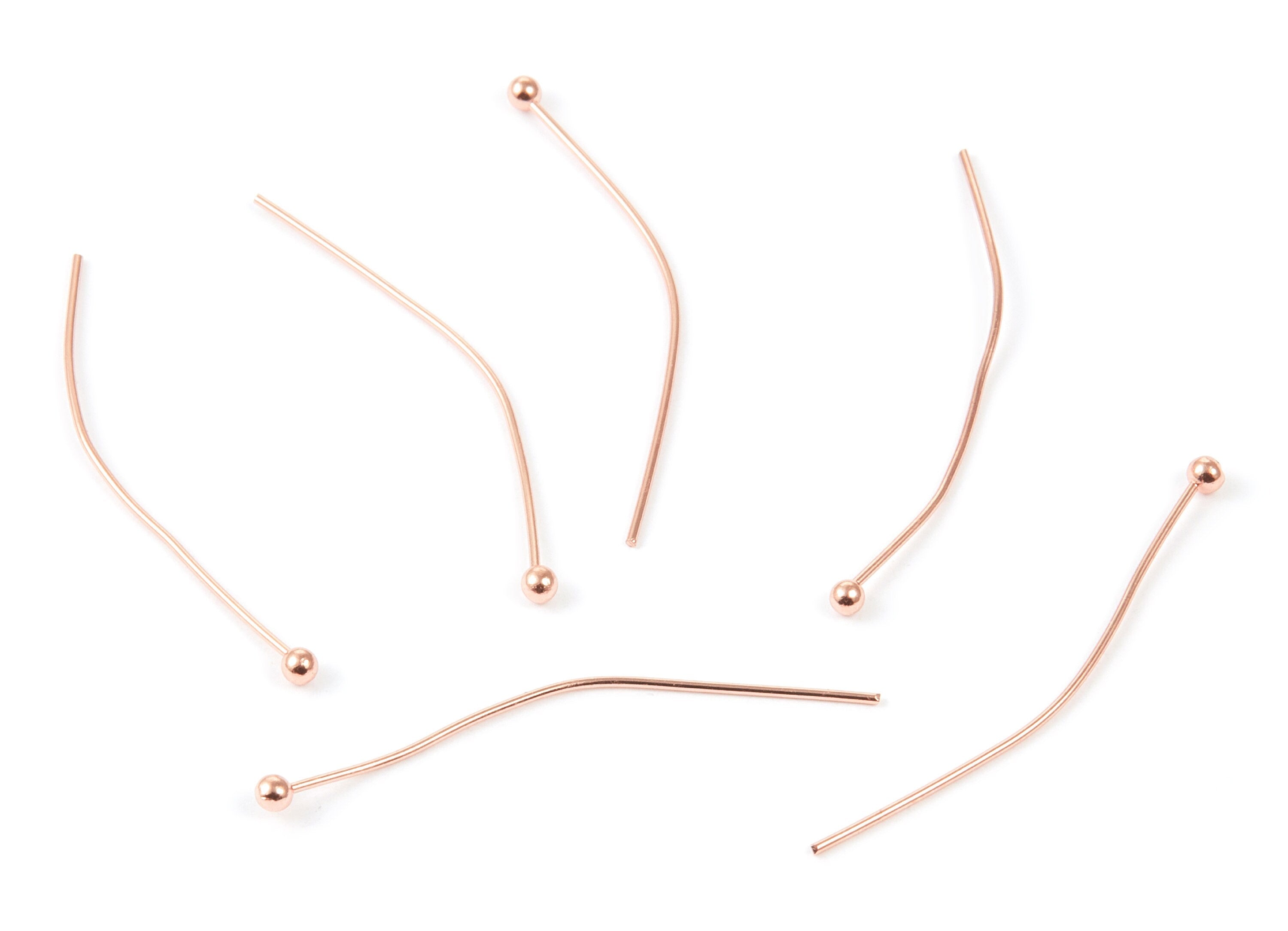 Brass Ball Head Pins - 0.6x35x2.0 - Rose Tone Plated Brass - Jewelry Findings - 35x2x0.6mm - PP1717 - DOMEDBAZAAR