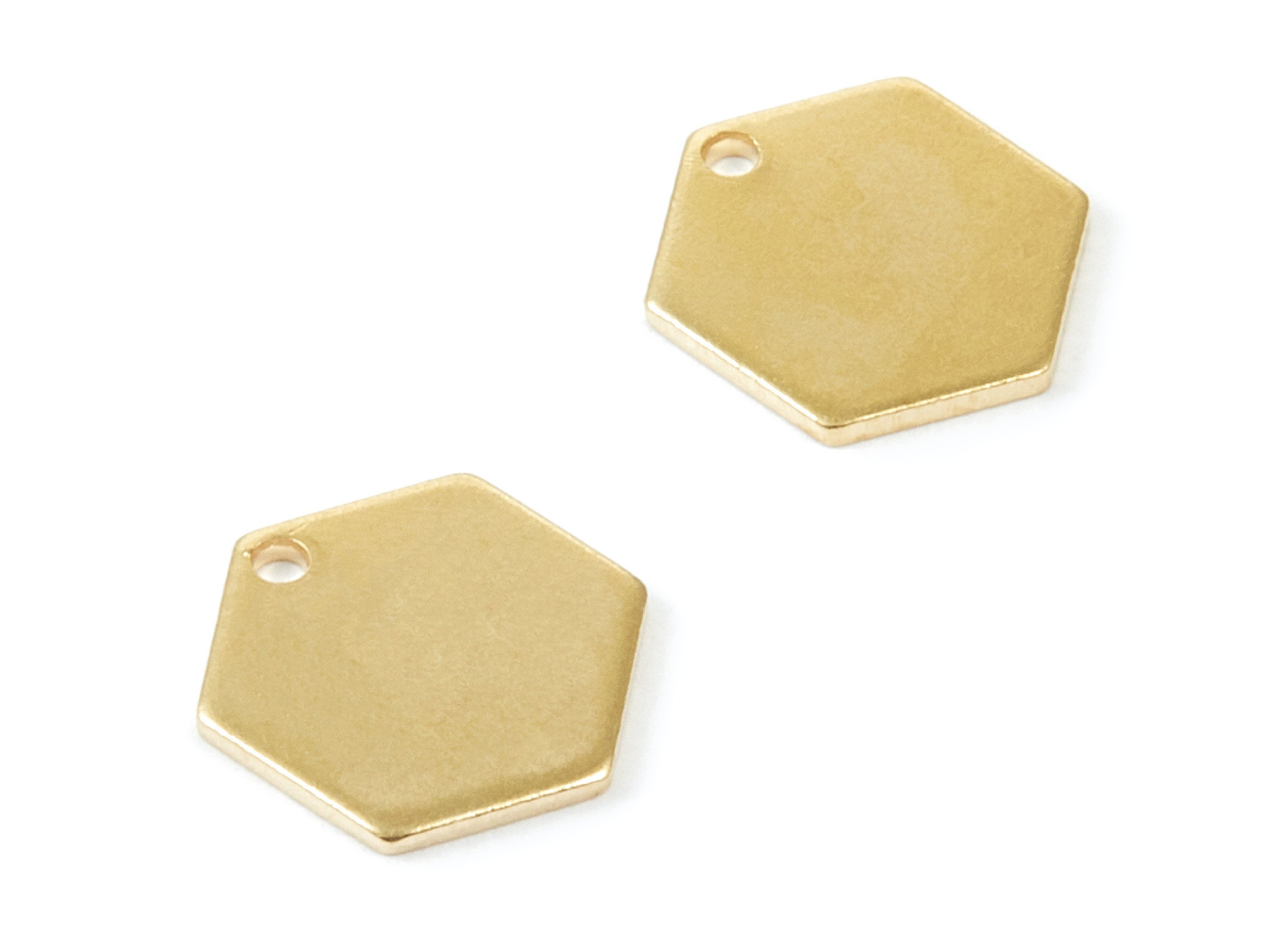 Personalized stamping blank - Brass Hexagon Charms - Hexagon Raw Brass pendant With 1 Hole - Earring Findings - 12,98x11,14x1,05mm - PP2003 - DOMEDBAZAAR