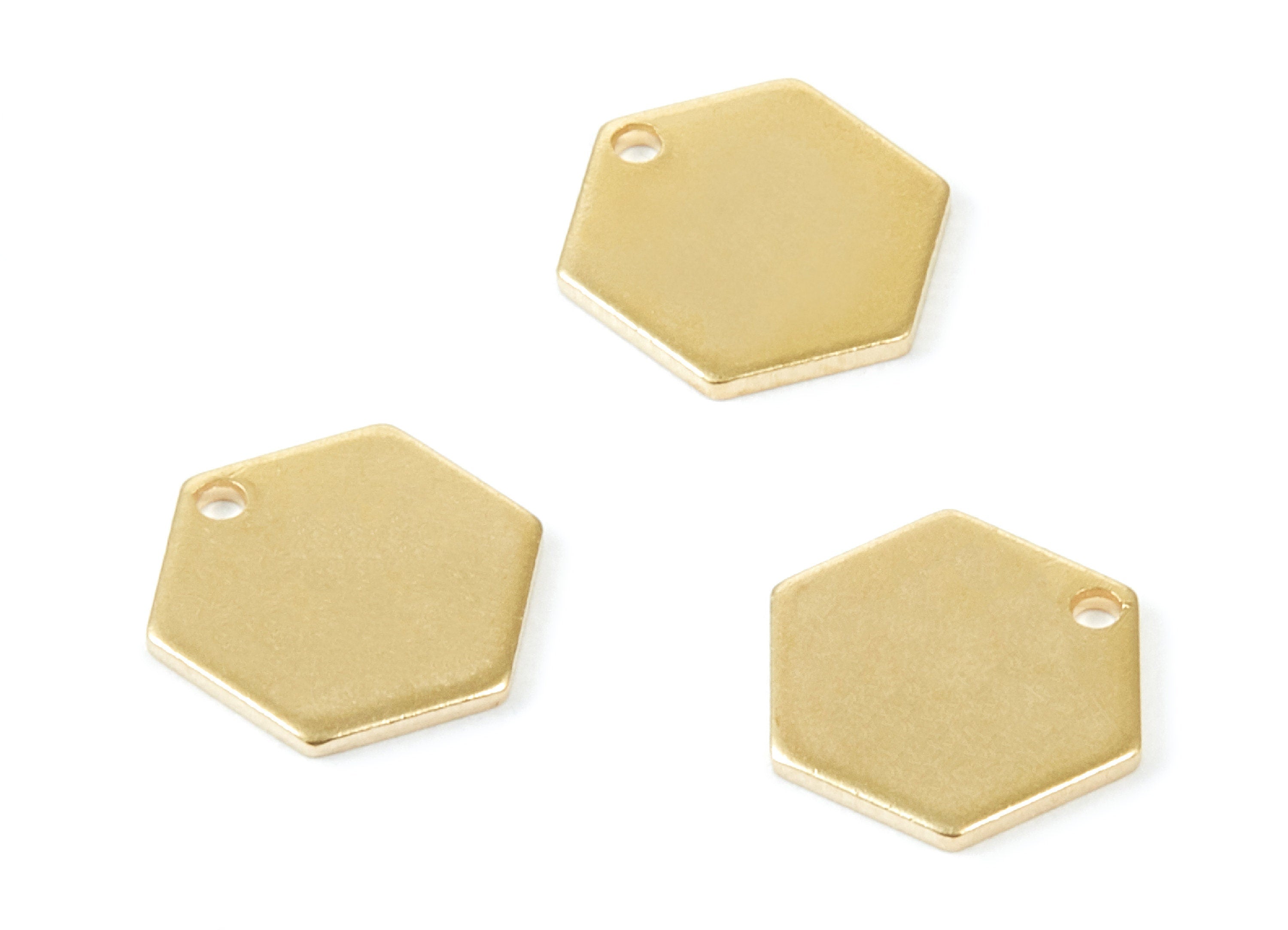 Personalized stamping blank - Brass Hexagon Charms - Hexagon Raw Brass pendant With 1 Hole - Earring Findings - 12,98x11,14x1,05mm - PP2003 - DOMEDBAZAAR