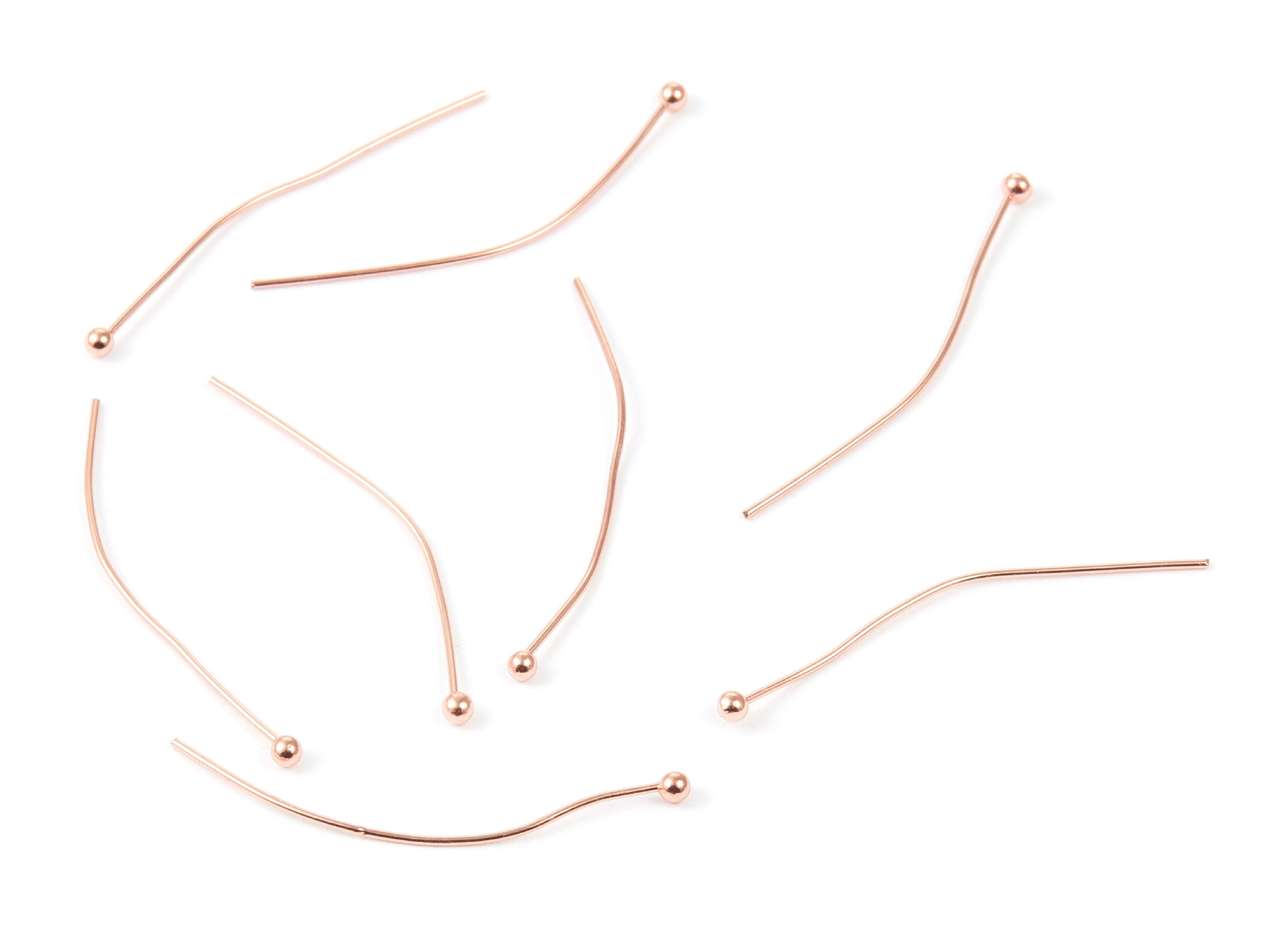 Brass Ball Head Pins - 0.6x35x2.0 - Rose Tone Plated Brass - Jewelry Findings - 35x2x0.6mm - PP1717 - DOMEDBAZAAR