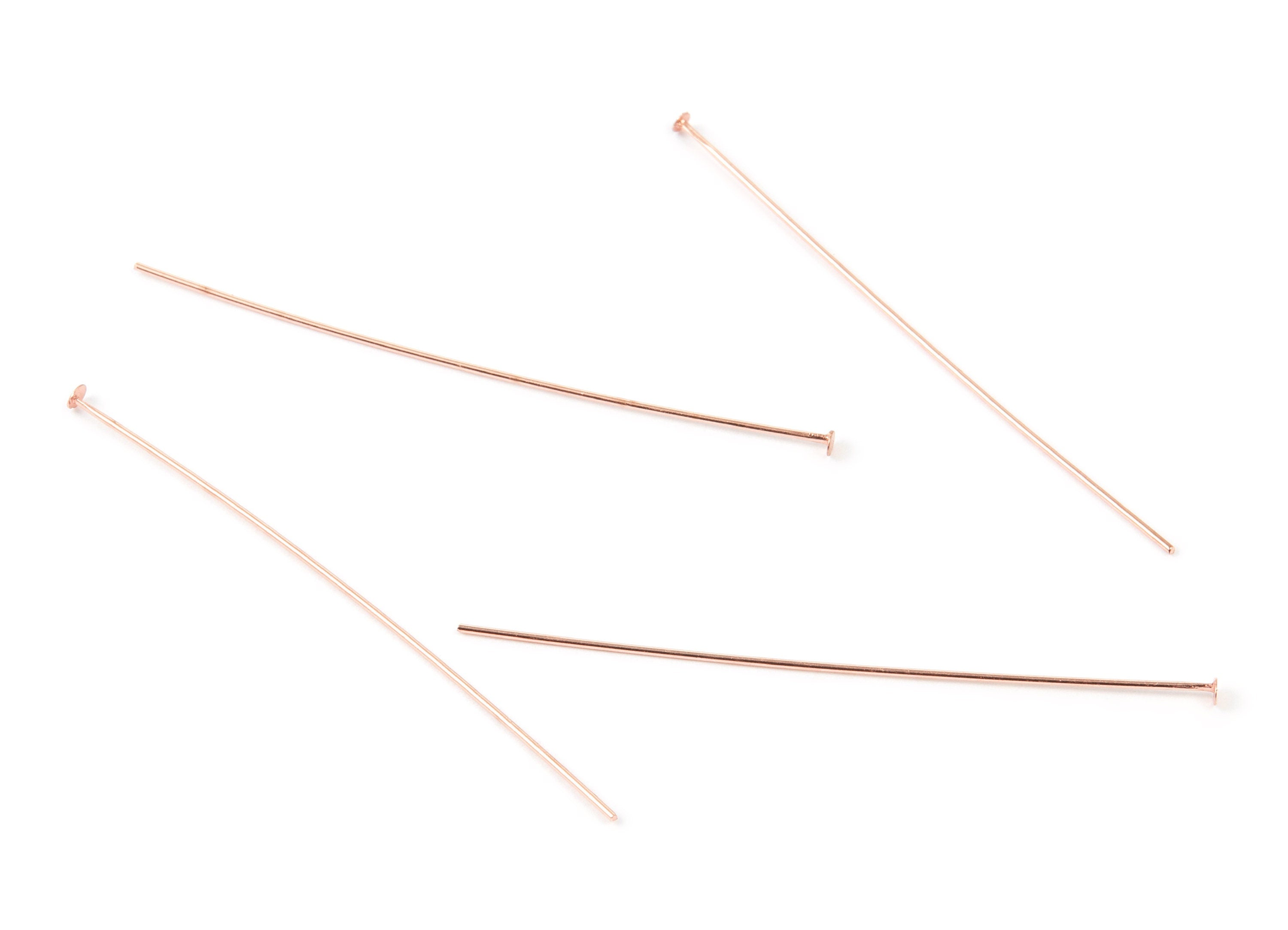 Brass Head Pins - 0.6x50T - Rose Tone Plated Brass - Jewelry Making - 50x0.6mm - PP1704R - DOMEDBAZAAR