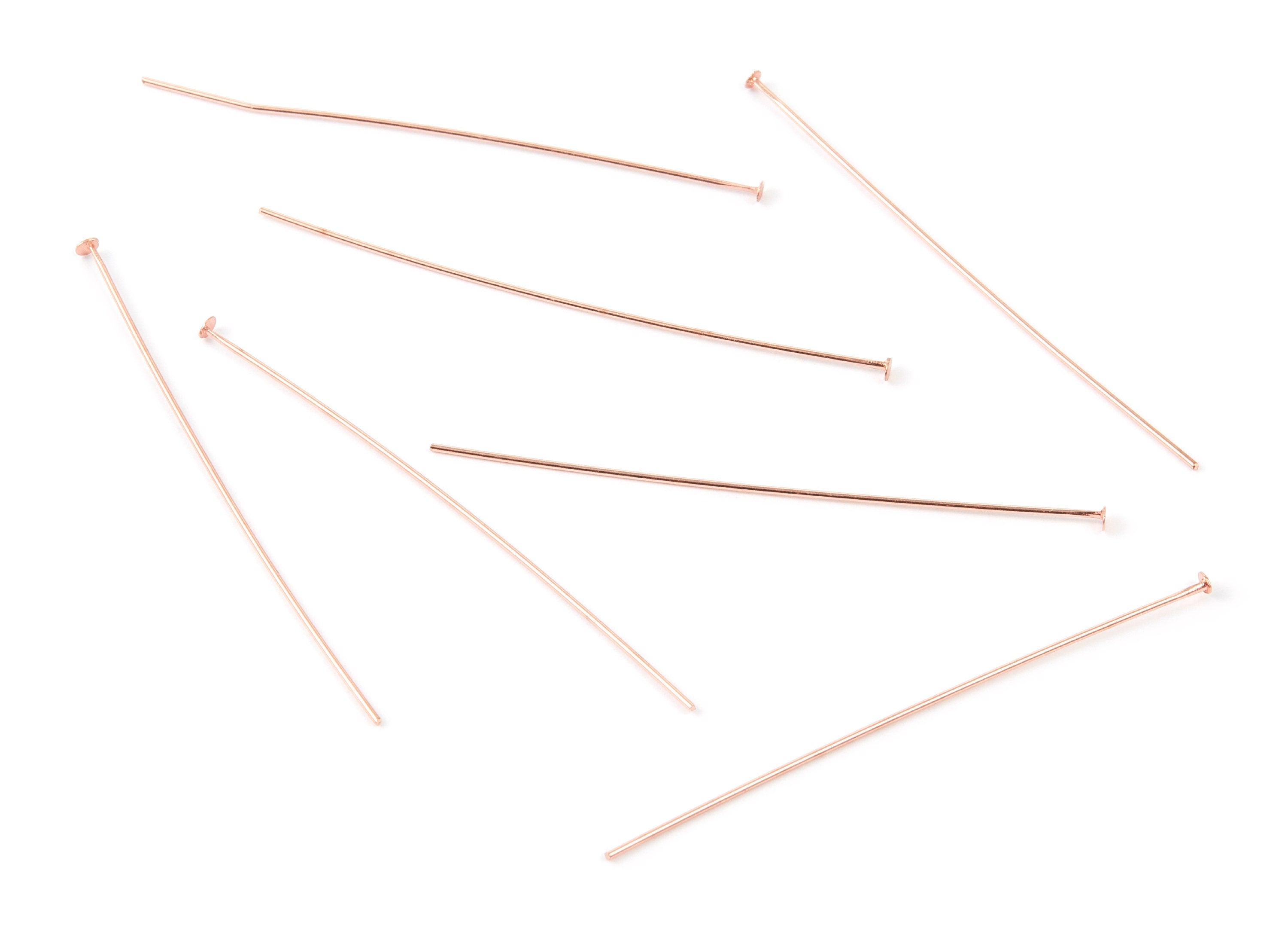 Brass Head Pins - 0.6x50T - Rose Tone Plated Brass - Jewelry Making - 50x0.6mm - PP1704R - DOMEDBAZAAR