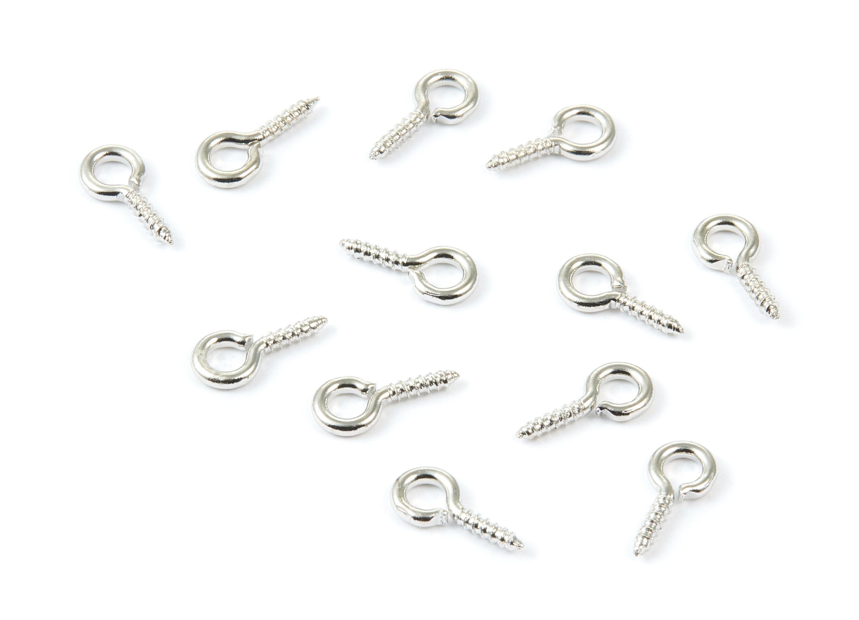 Eye Hook Screw - 5X10 - Silver Tone Plated Brass Eye Hook Screw - Jewellery Making - 10x5mm - PP1709S - DOMEDBAZAAR