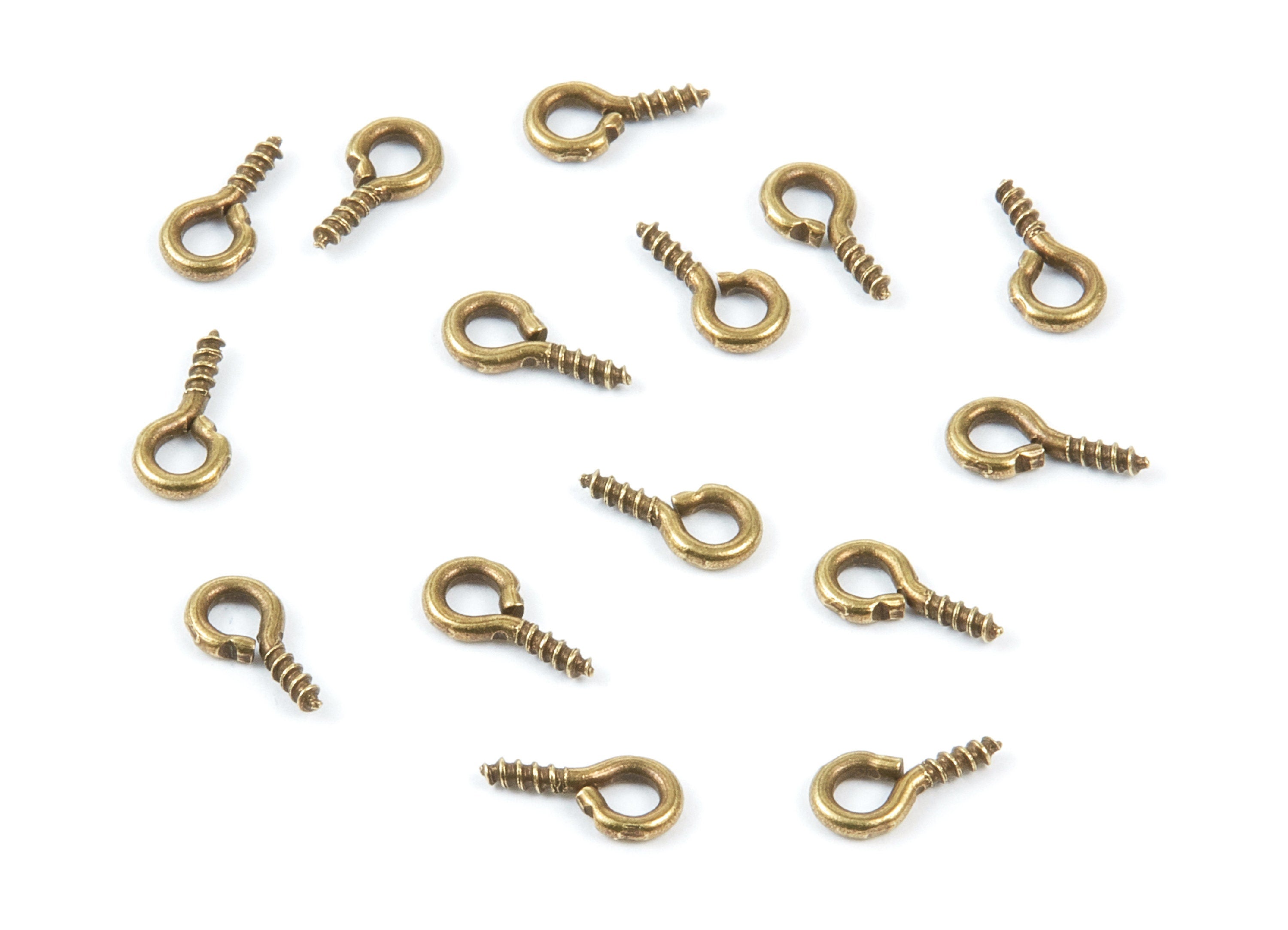 Eye Hook Screw - 4x8 - Antique Bronze Tone Plated Brass Eye Hook Screw - Jewelry Making - 8x4mm - PP1713AB - DOMEDBAZAAR