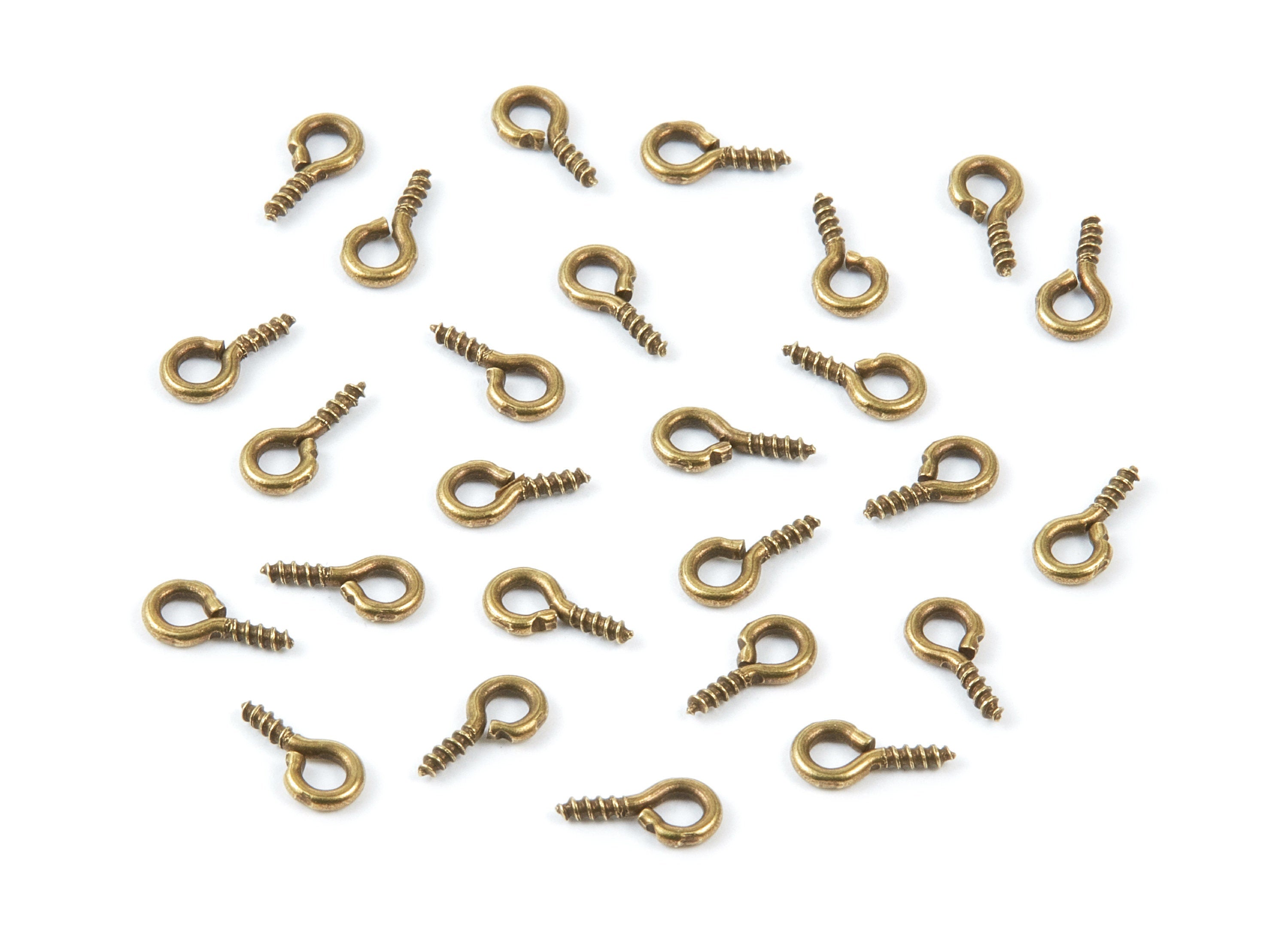 Eye Hook Screw - 4x8 - Antique Bronze Tone Plated Brass Eye Hook Screw - Jewelry Making - 8x4mm - PP1713AB - DOMEDBAZAAR