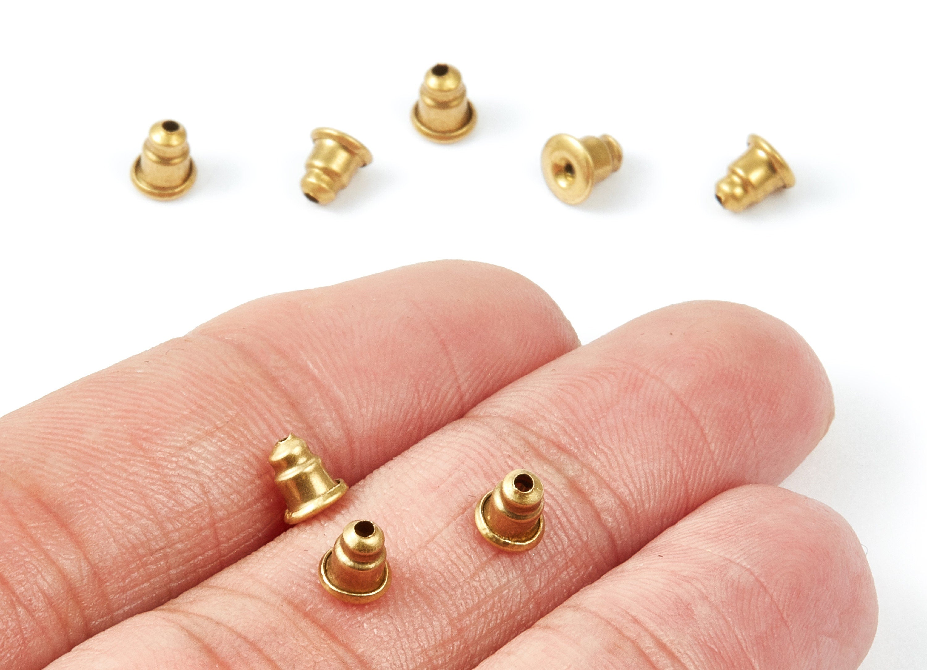 Raw Brass Earring Stopper - Ear Nuts - Ear Wire Backs - Earring Findings- 5,22x4,64mm - Jewellery Supplies - PP1545 - DOMEDBAZAAR