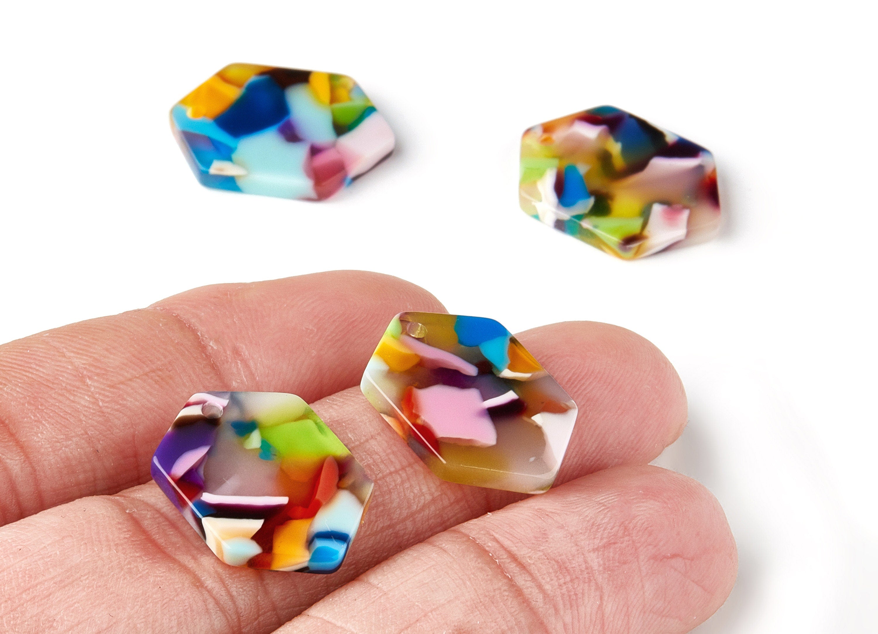 Acetate Hexagon Earring Charms - Hexagon Pendant - Earring Findings - Jewelry Supplies - Color Code:A21 - 20.3x14.9x2.5mm - AC1562-A21 - DOMEDBAZAAR