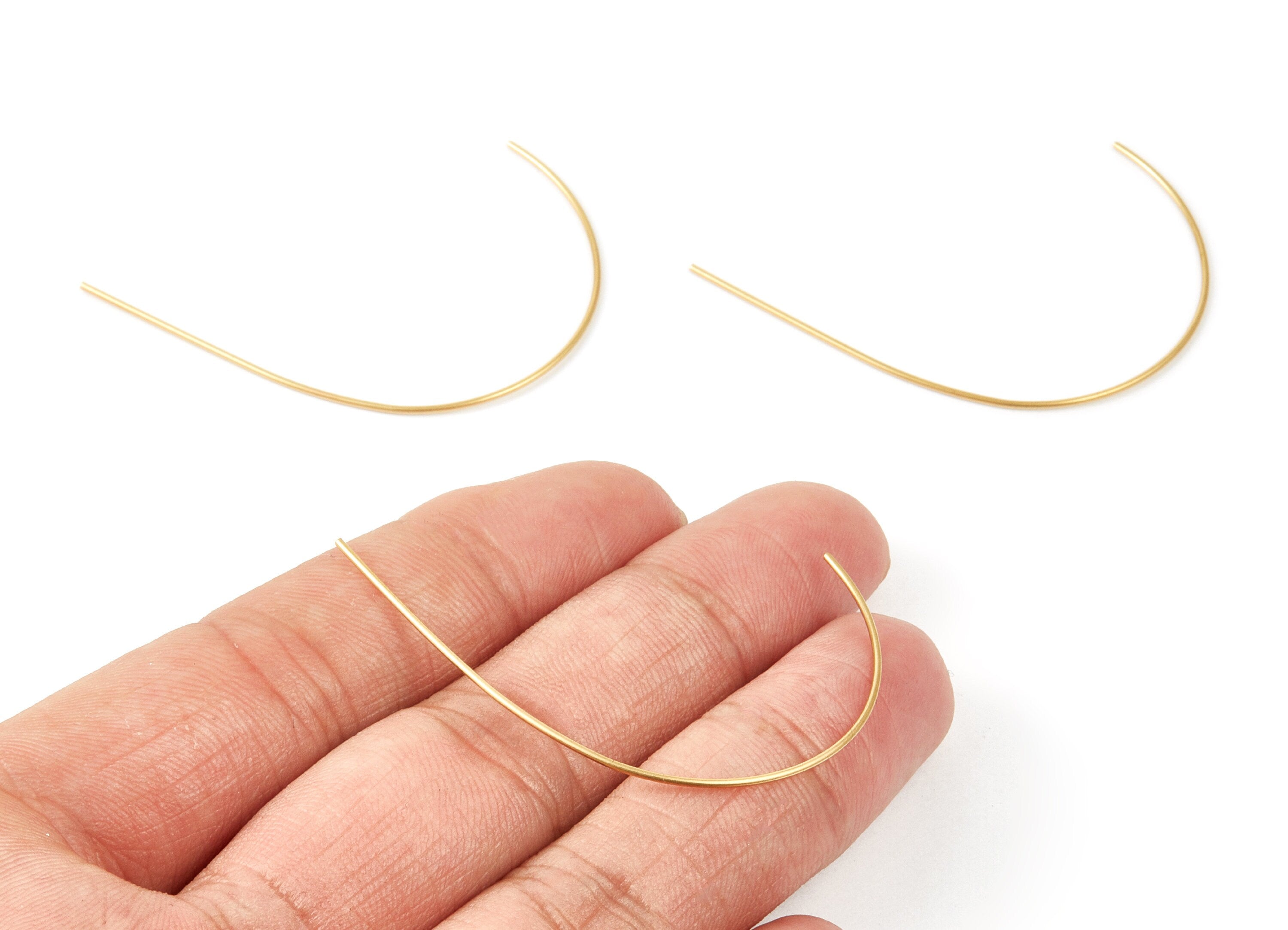 Brass Earring Wire - Raw Brass Ear Wire - Earring Findings - Jewelry Supplies - 47x40x0.76mm - PP1493 - DOMEDBAZAAR