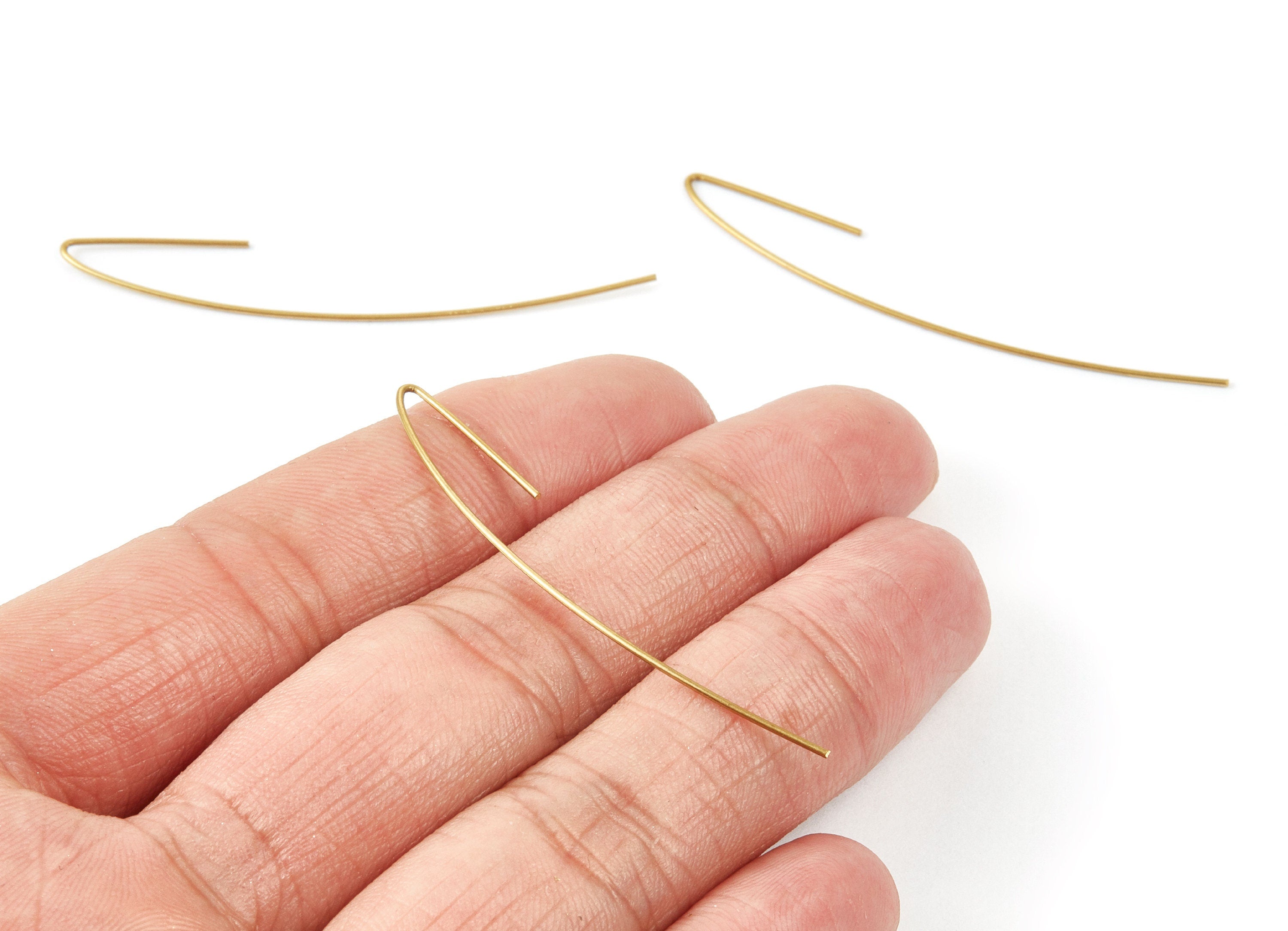 Brass Earring Wire - Raw Brass Ear Hooks - Earring Findings - Jewelry Supplies - 52x7.5x0.74mm - PP1499 - DOMEDBAZAAR