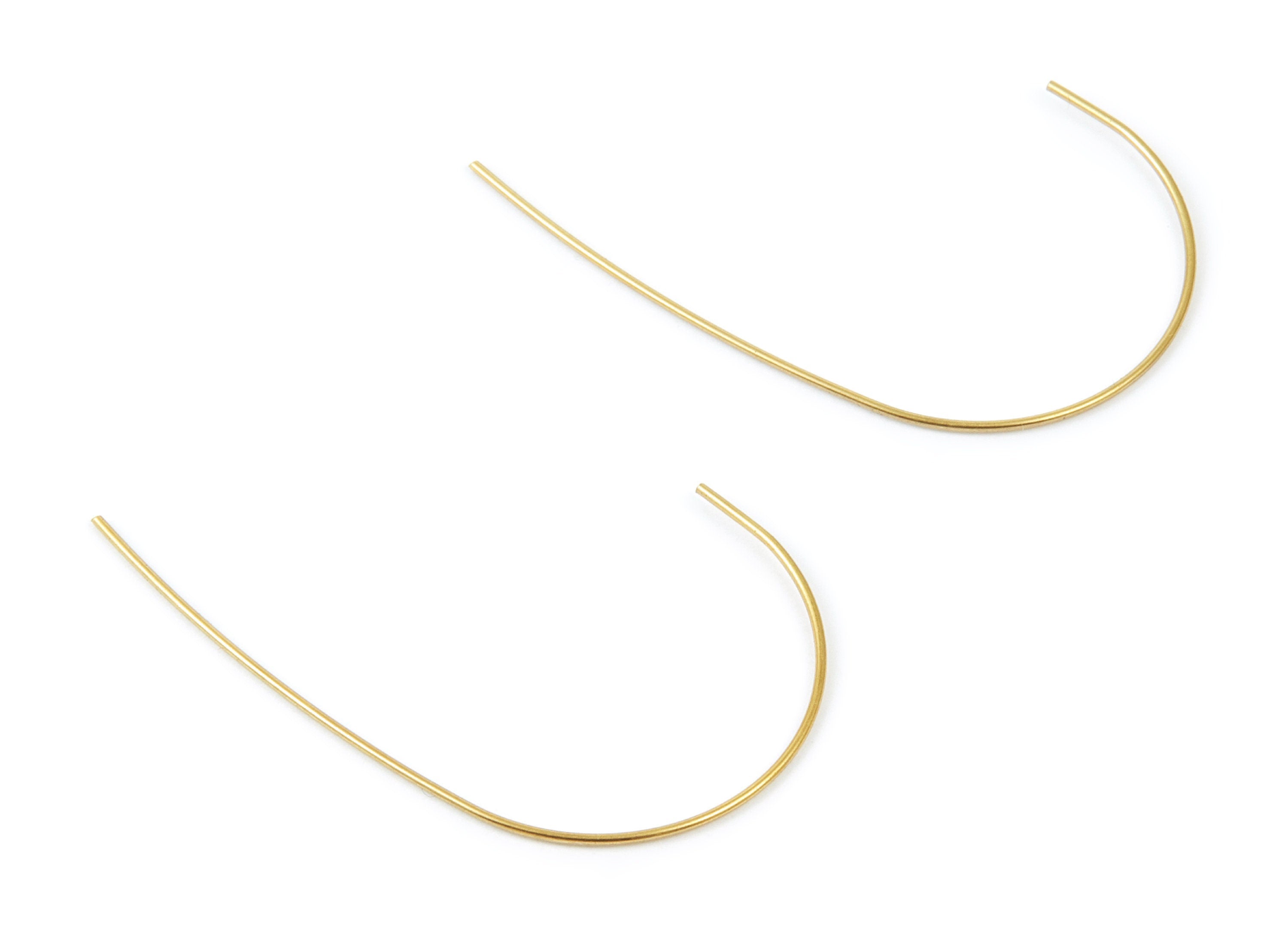 Brass Earring Wire - Raw Brass Ear Hooks - Earring Findings - Jewelry Supplies - 43x28.5x0.7mm - PP1498 - DOMEDBAZAAR