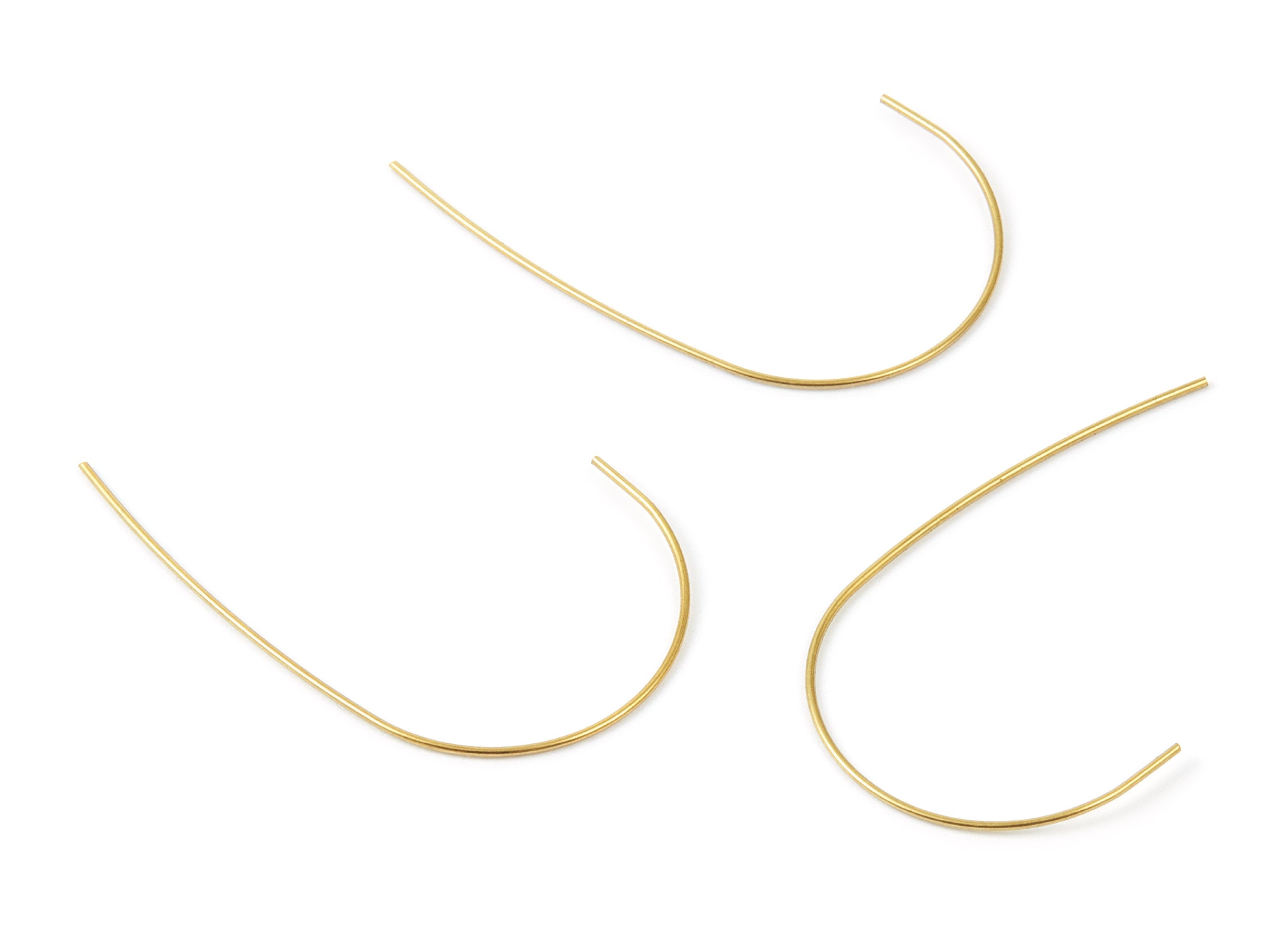 Brass Earring Wire - Raw Brass Ear Hooks - Earring Findings - Jewelry Supplies - 43x28.5x0.7mm - PP1498 - DOMEDBAZAAR