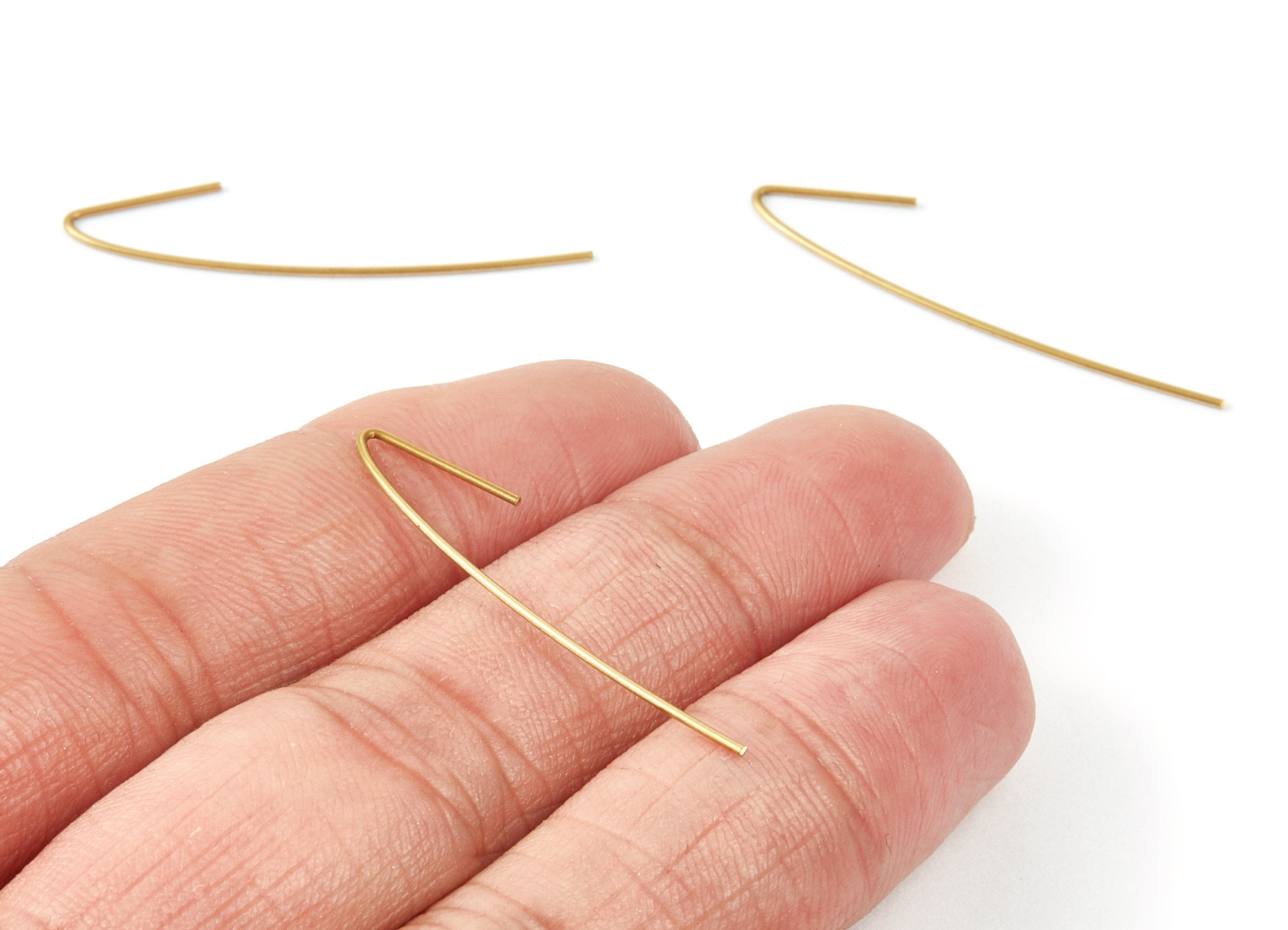 Brass Earring Wire - Raw Brass Ear Hooks - Earring Findings - Jewelry Supplies - 36.8x7.87x0.67mm - PP1497 - DOMEDBAZAAR