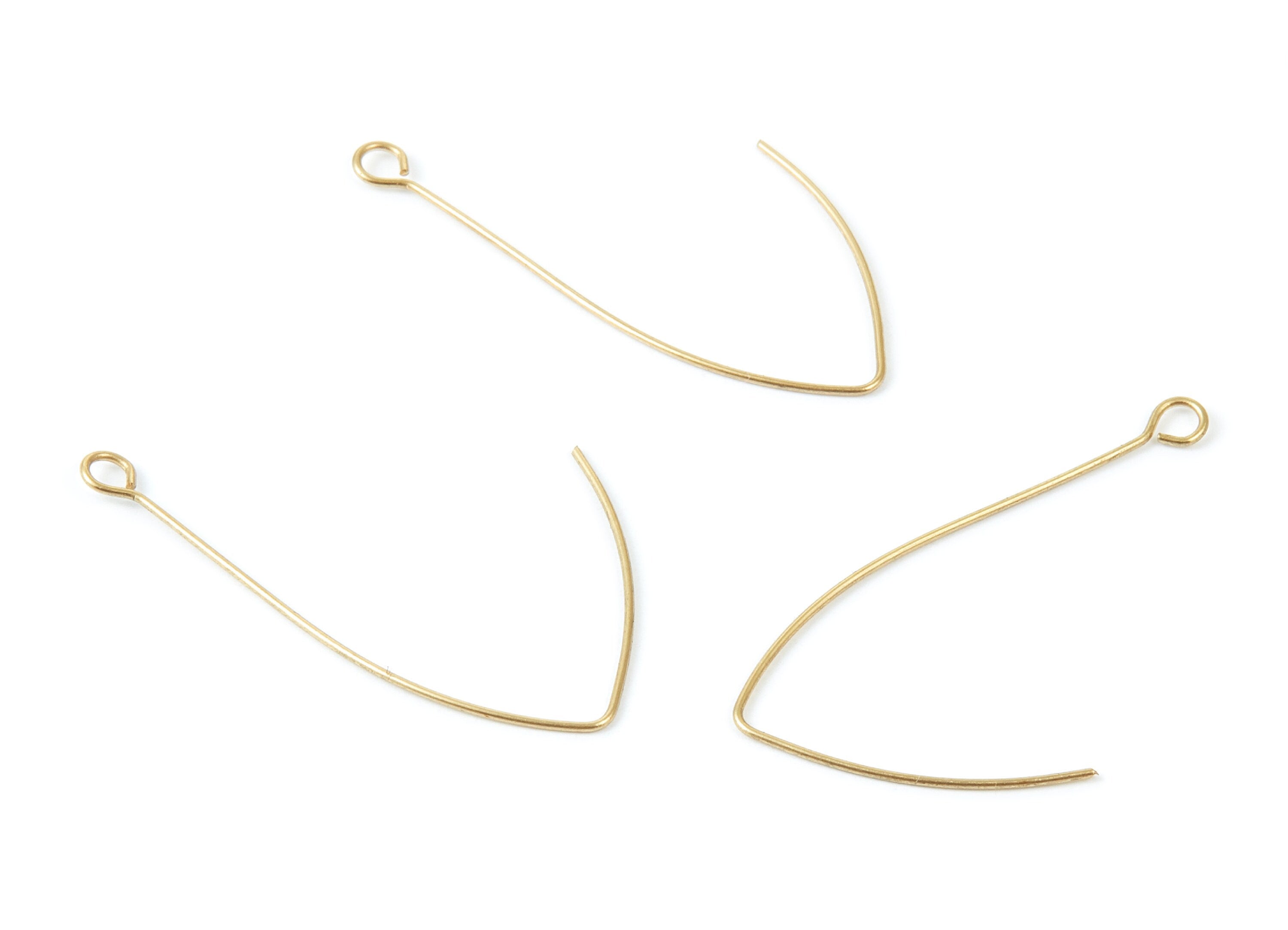 Brass Stud Earring Wire - Raw Brass Ear Hooks - Earring Findings - Jewelry Supplies - 42x20x0.7mm - PP1510 - DOMEDBAZAAR
