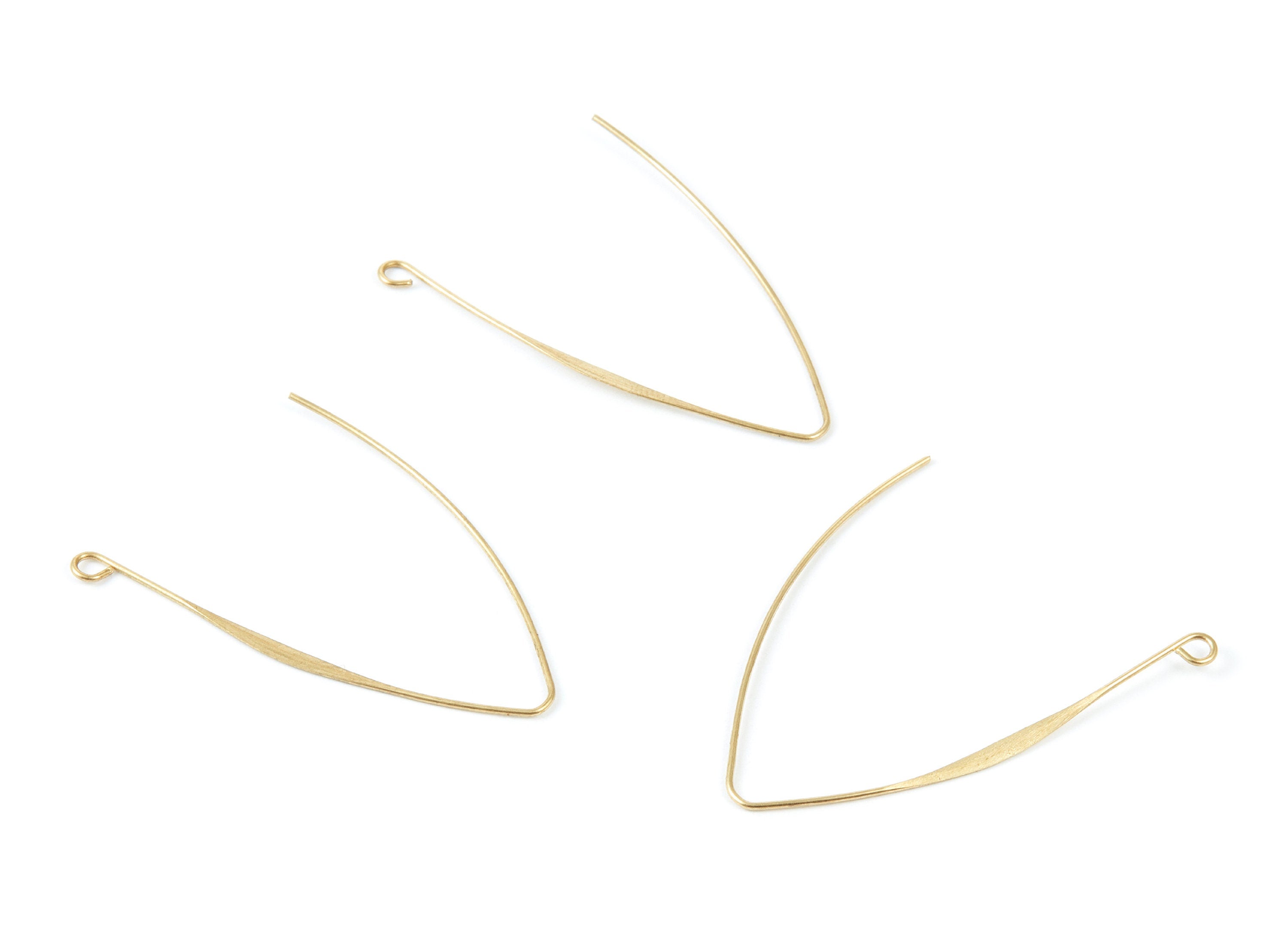 Brass Stud Earring Wire - Raw Brass Ear Hooks - Earring Findings - Jewelry Supplies - 45.6x18.6x0.7mm - PP1512 - DOMEDBAZAAR