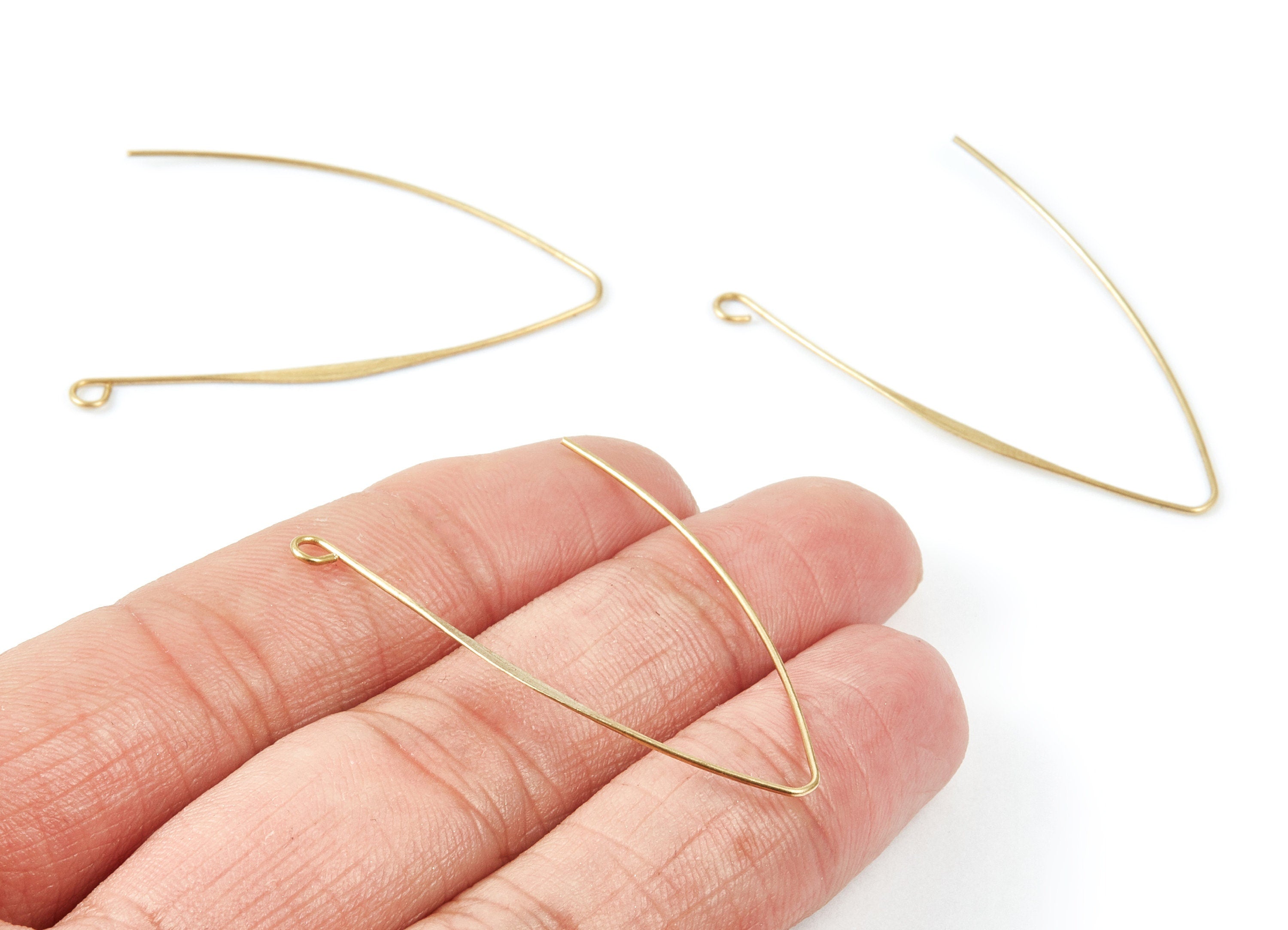 Brass Stud Earring Wire - Raw Brass Ear Hooks - Earring Findings - Jewelry Supplies - 45.6x18.6x0.7mm - PP1512 - DOMEDBAZAAR