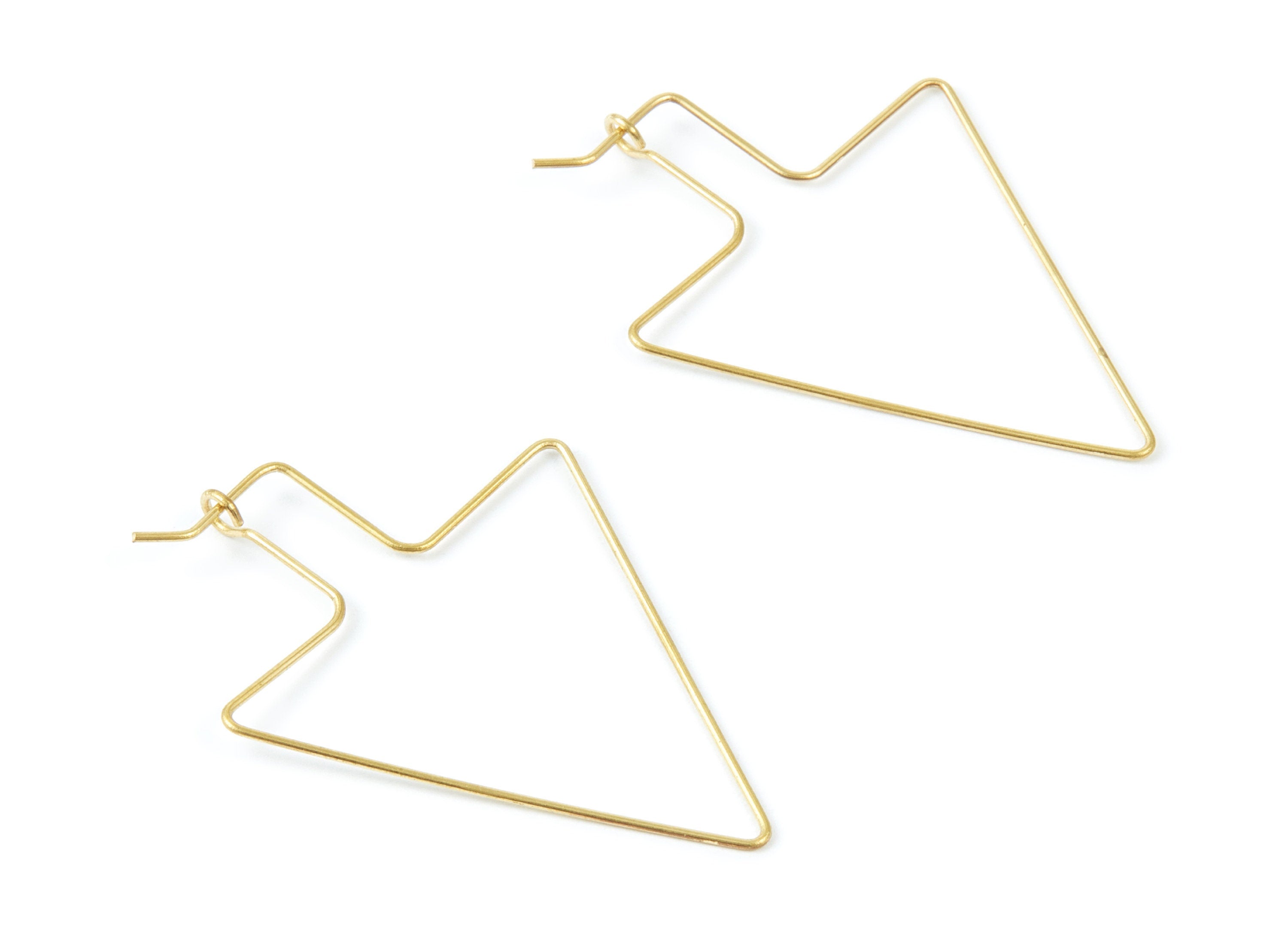 Brass Stud Earring Wire - Raw Brass Ear Hooks - Earring Findings - Jewelry Supplies - 47.2x32.6x0.7mm - PP1511 - DOMEDBAZAAR