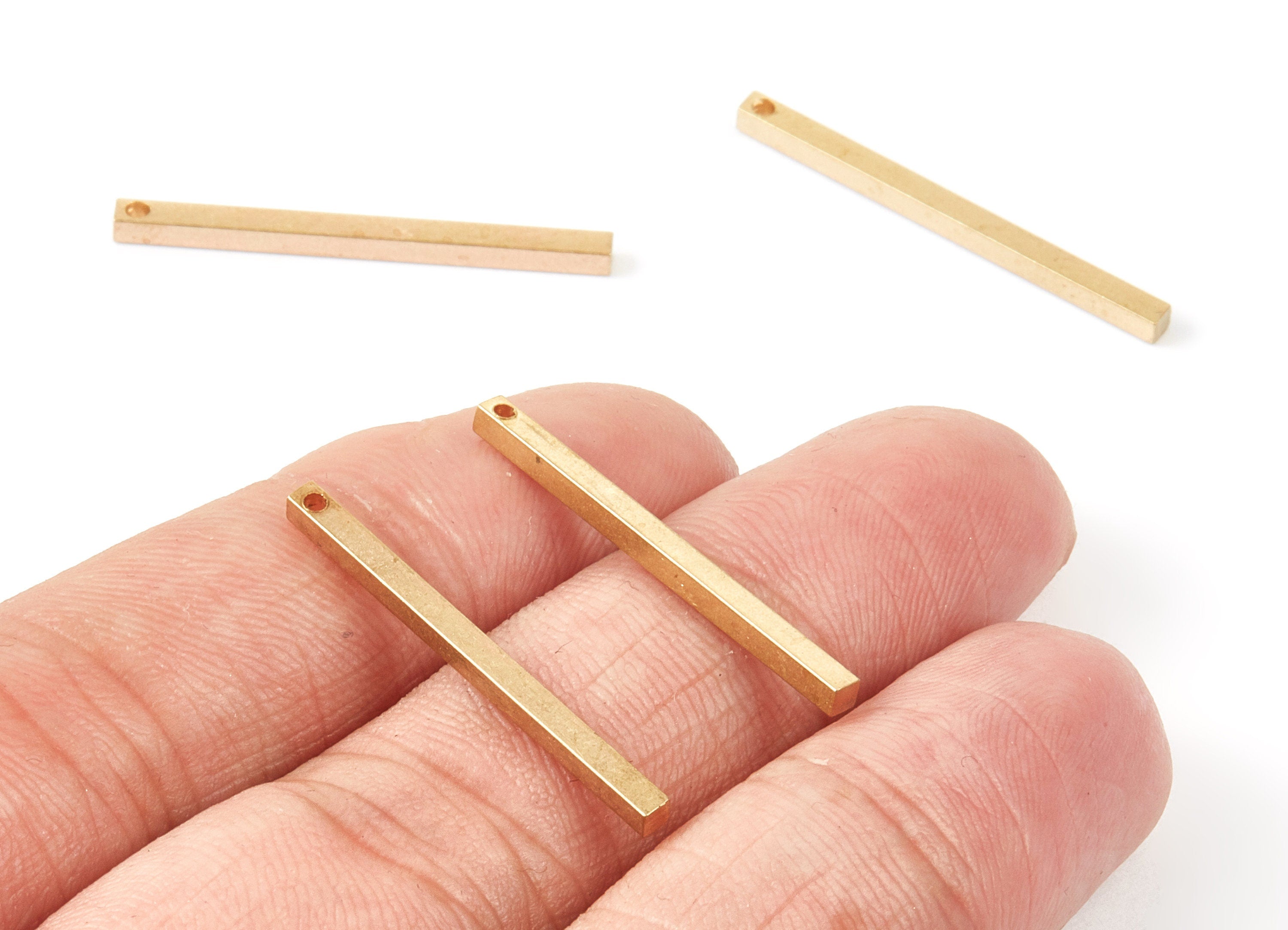 Brass Necklace Bar Charms - 2X30 - Raw Brass Pedants With 1 Holes Pendant - Earring Findings - Jewelry Supplies - 29.73x1.97x1.97mm - PP1478 - DOMEDBAZAAR