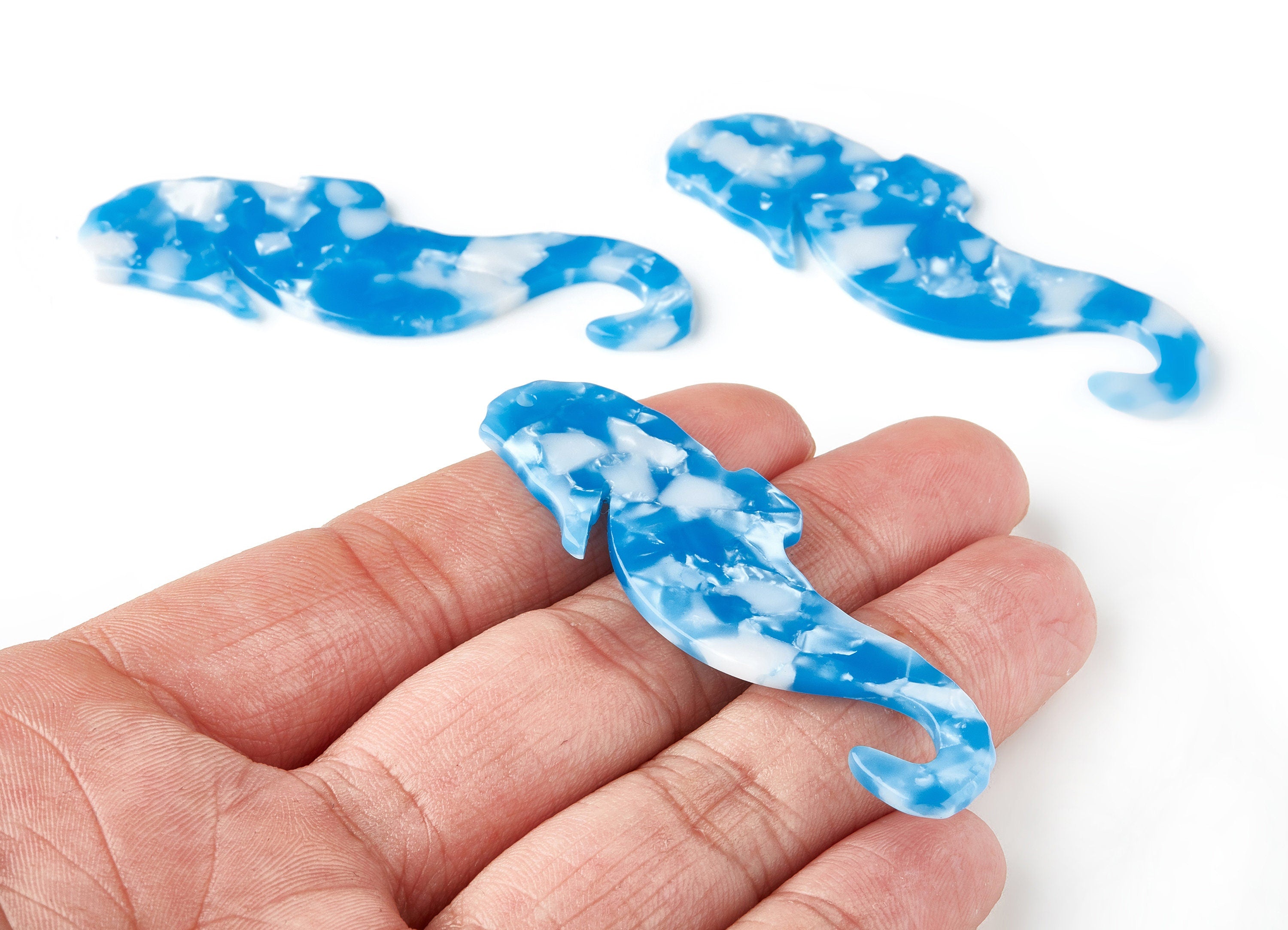 Acetate Hippocampus Charms - Hippocampus pendant - Earring Findings - Jewelry Supplies - Color Code: A245 - 63.9x20.7x2.4mm - AC1544-A245 - DOMEDBAZAAR