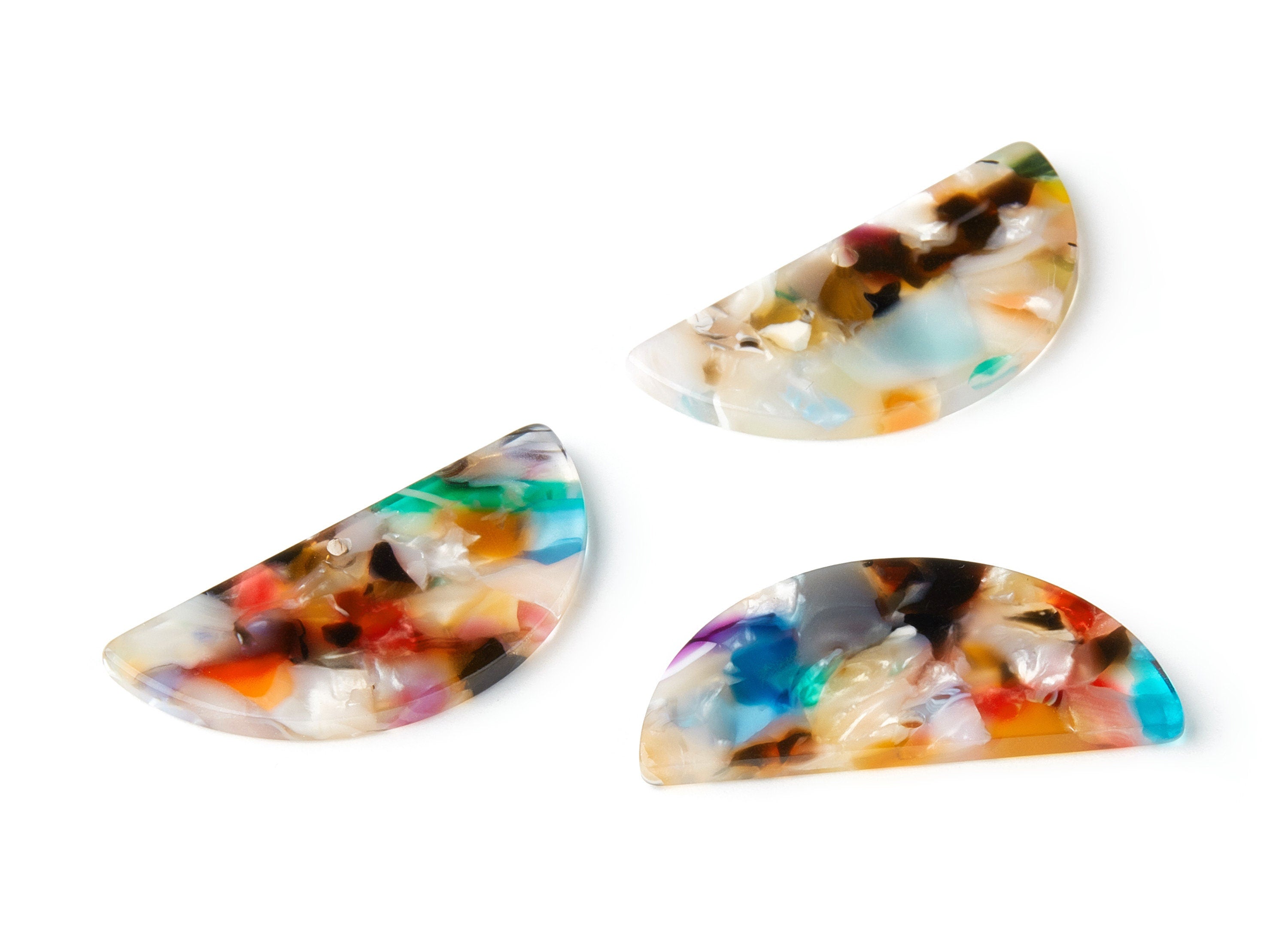 Acetate Semi circle Earring Charms - D Shaped Pendant - Earring Findings - Jewellery Supplies - Color Code: A59 - 36.4x17.7x2.5mm - AC1564A - DOMEDBAZAAR