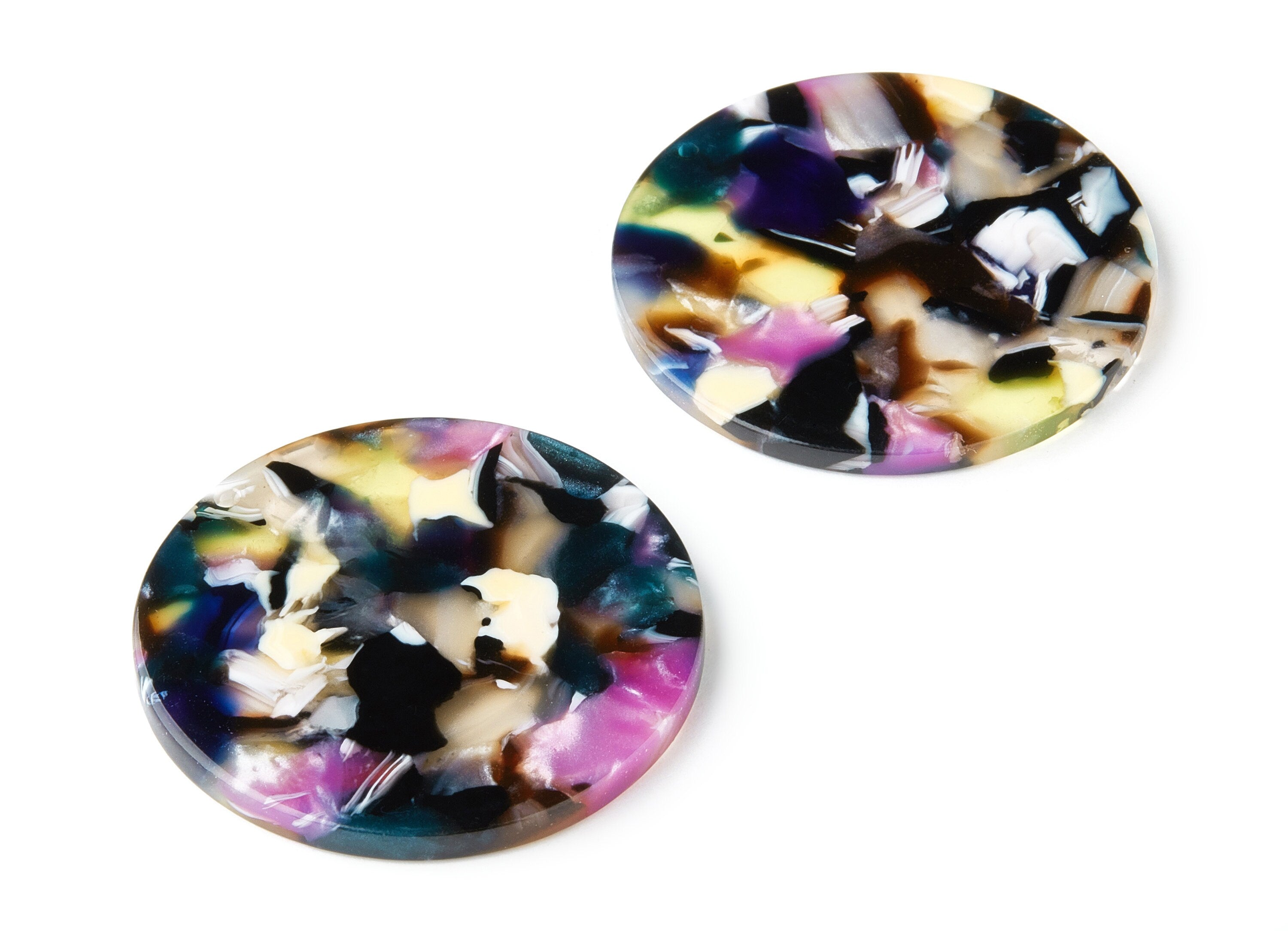 Acetate Coin Earring Charms - Acetate Coin Pendant - Earring Findings - Jewelry Supplies - Color Code:A11 - 37.2x37.2x2.5mm - AC1571-A11 - DOMEDBAZAAR