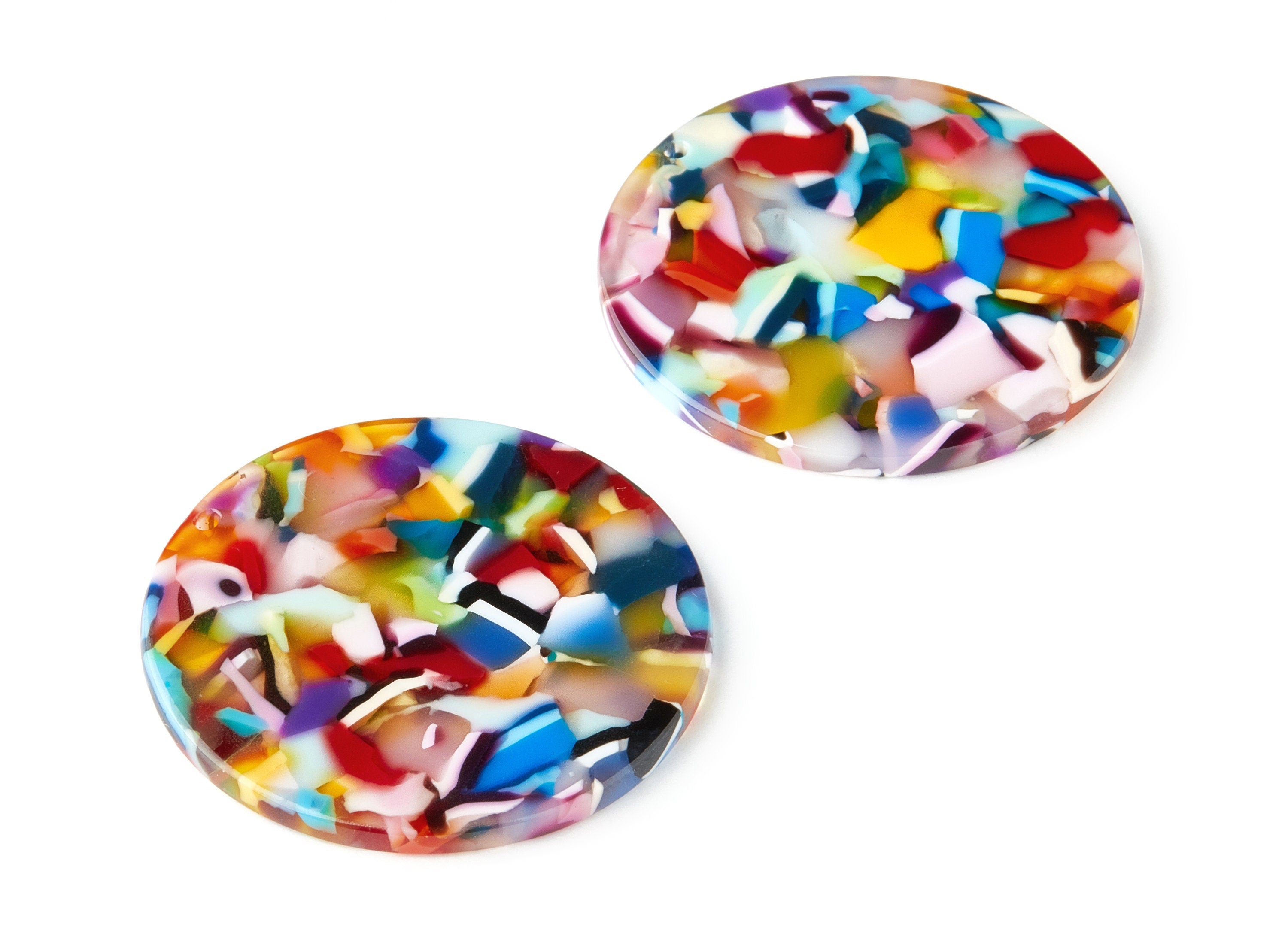 Acetate Round Earring Charms - Coin Pendant - Earring Findings - Jewelry Supplies - Color Code:A21 - 37.2x37.2x2.5mm - AC1571-A21 - DOMEDBAZAAR