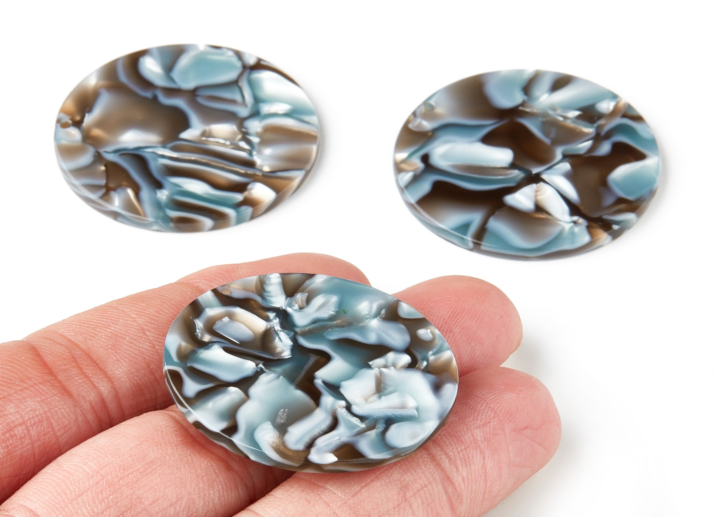 Acetate Round Earring Charms - Coin Shaped Pendant - Earring Findings - Jewelry Supplies - Color Code:A22 - 37.2x37.2x2.5mm - AC1571-A22 - DOMEDBAZAAR