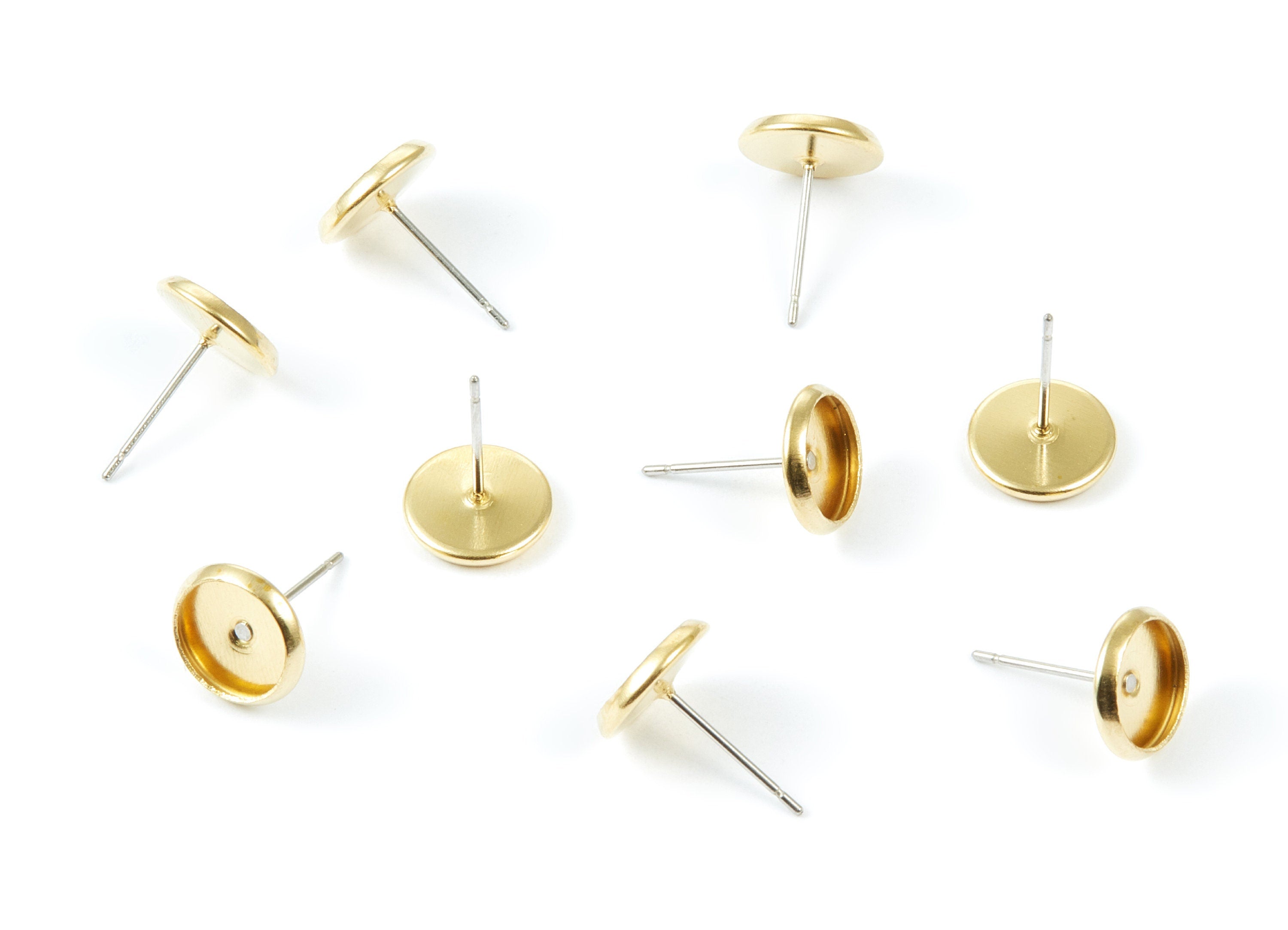 Earring Post Stud With Raw Brass Head - Stainless Steel Earring Posts - Jewelry Supplies - 9.98x0.7mm - PP1552 - DOMEDBAZAAR