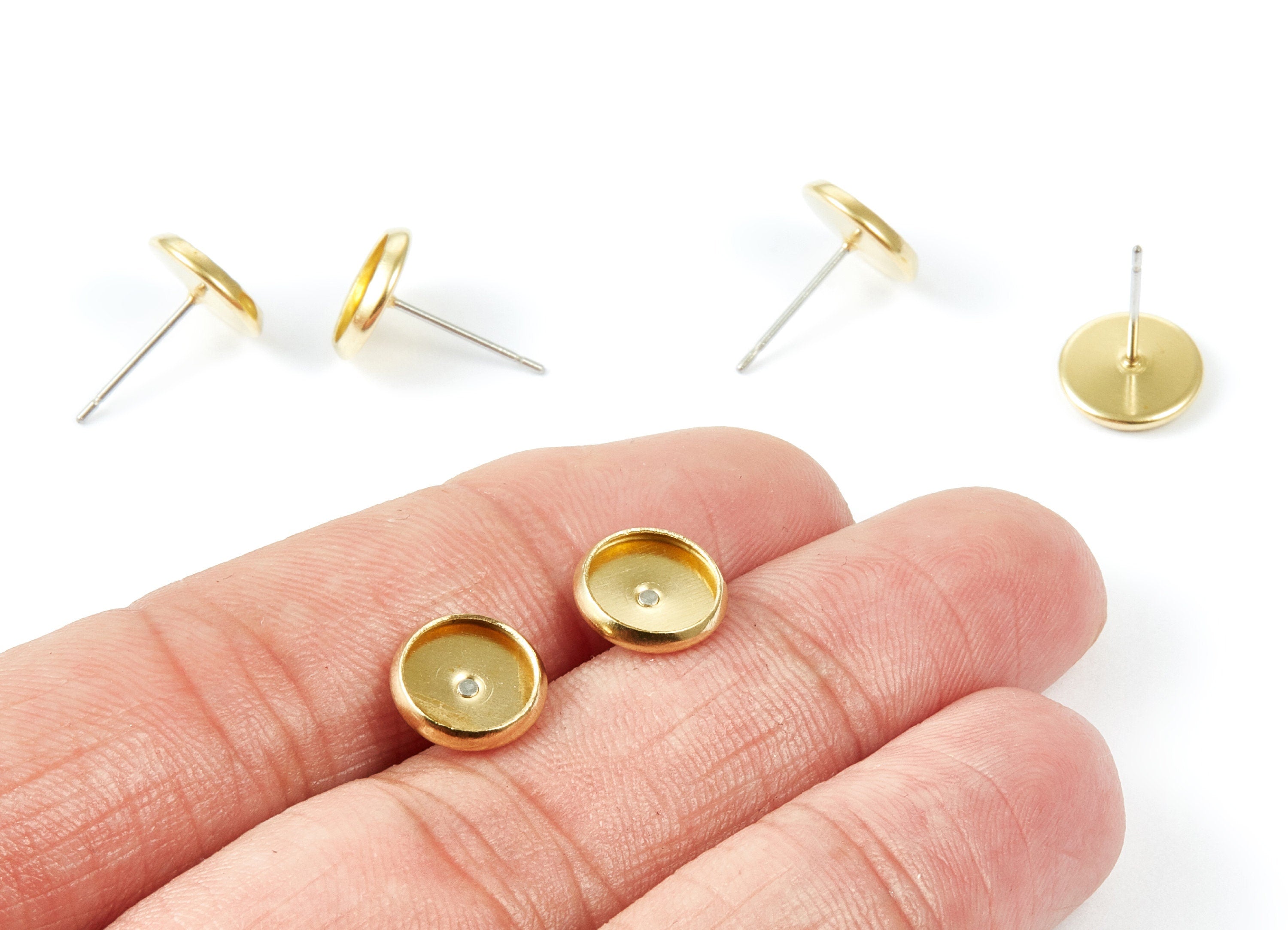 Earring Post Stud With Raw Brass Head - Stainless Steel Earring Posts - Jewelry Supplies - 9.98x0.7mm - PP1552 - DOMEDBAZAAR