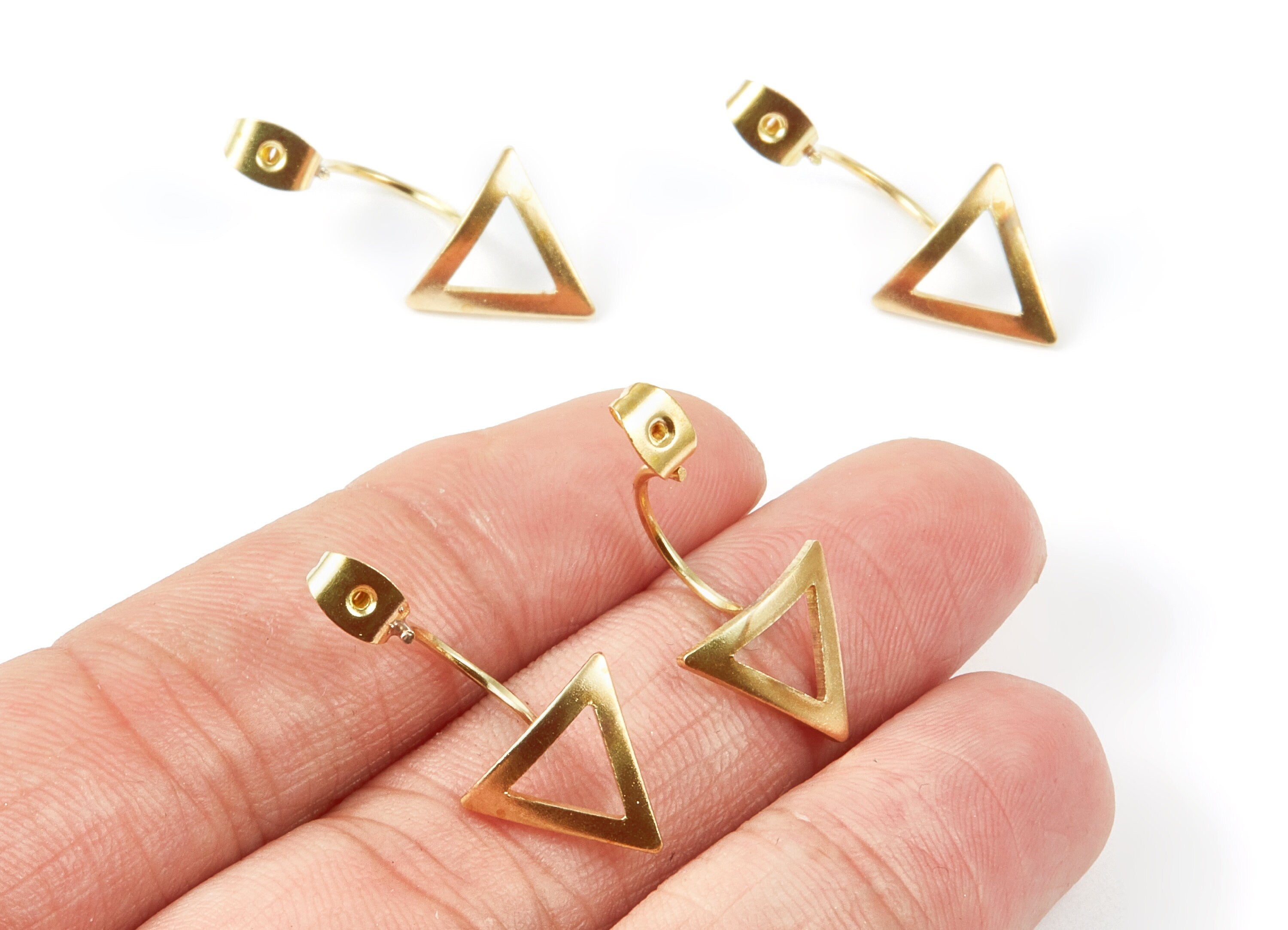 Brass Earring Backs - Brass Triangle Earring Back - Earring Findings - Jewelry Supplies -27.65x13.1x1.03mm - PP1444 - DOMEDBAZAAR