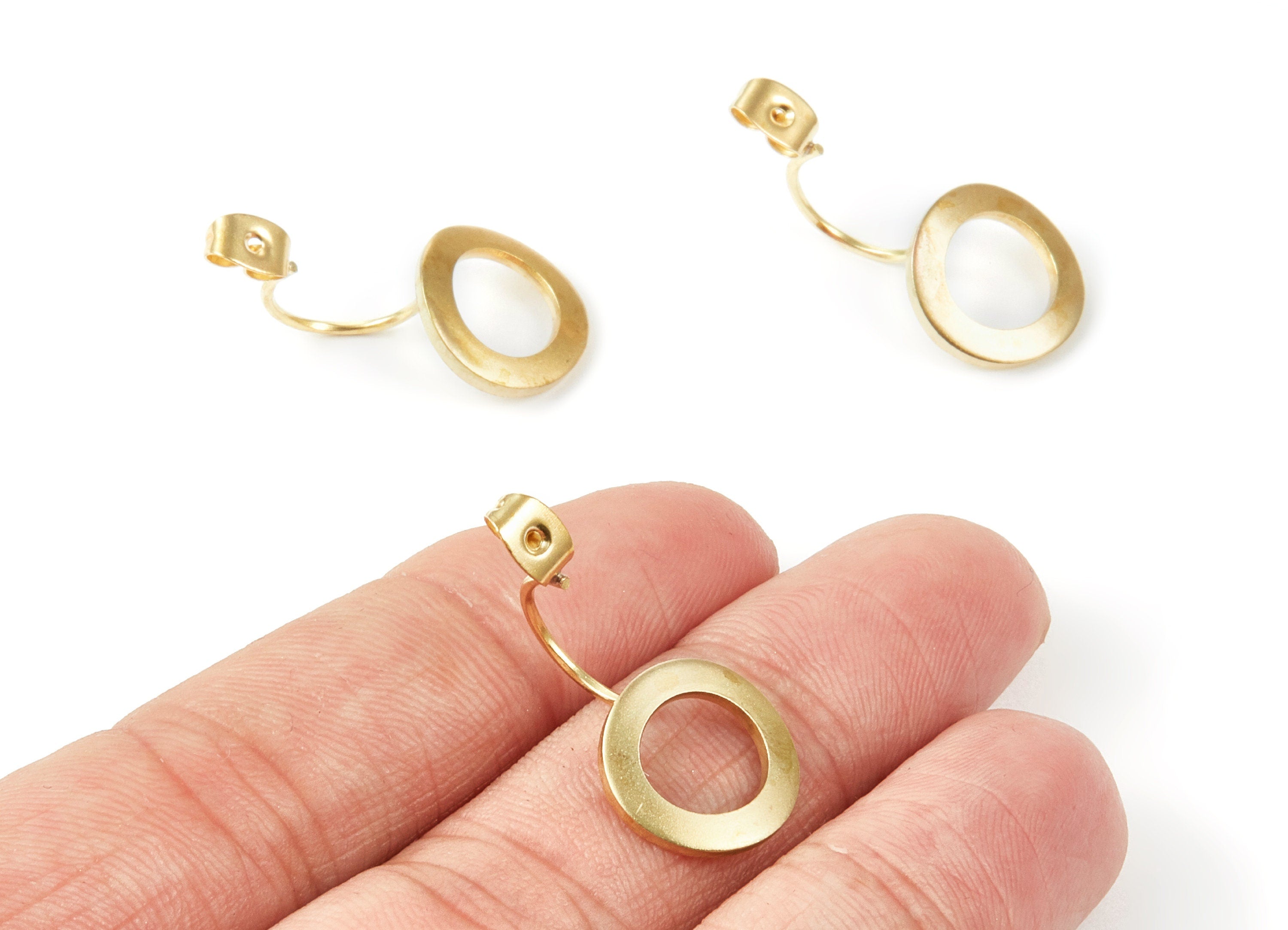 Brass Earring Backs - Brass Round Earring Back - Earring Findings - Jewelry Supplies - 29.8x13.84x1.22mm - PP1442 - DOMEDBAZAAR