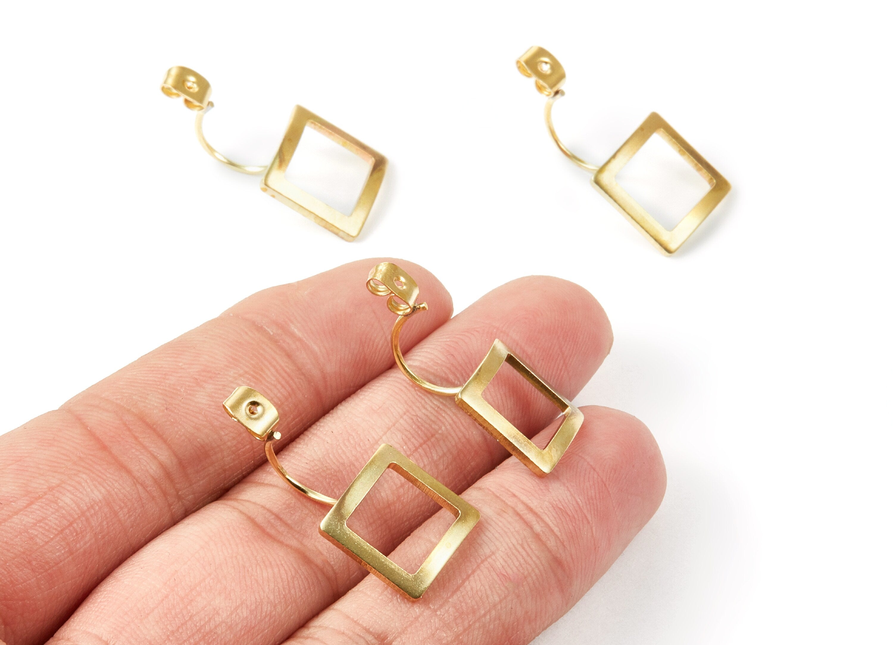 Brass Earring Backs - Brass Square Earring Back - Earring Findings - Jewelry Supplies -29.7x13.7x1.22mm - PP1443 - DOMEDBAZAAR