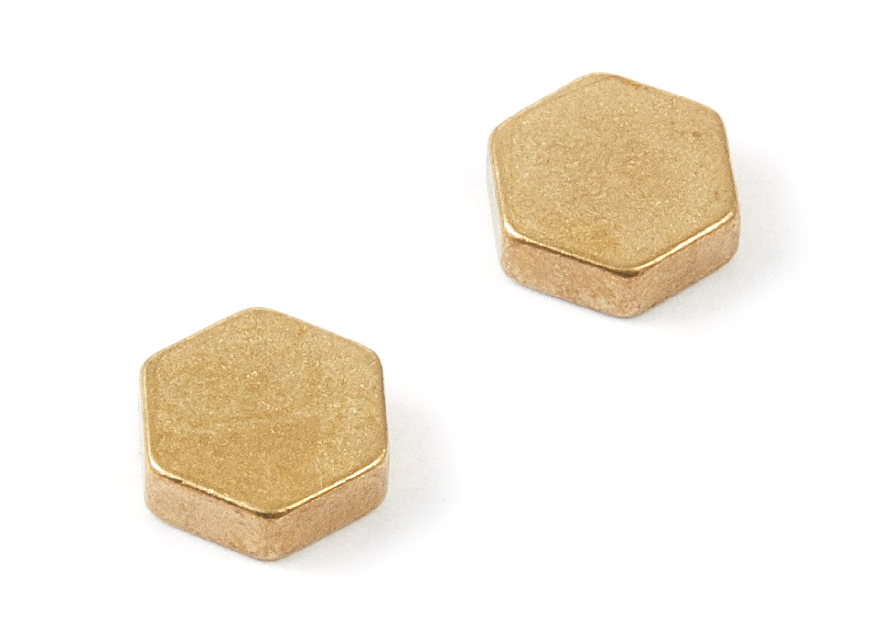 Brass Hexagon Blank - 10X3 - Raw Brass Hexagon Blanks - Jewelry Supplies - 11.3x9.97x3.19mm - PP1490 - DOMEDBAZAAR