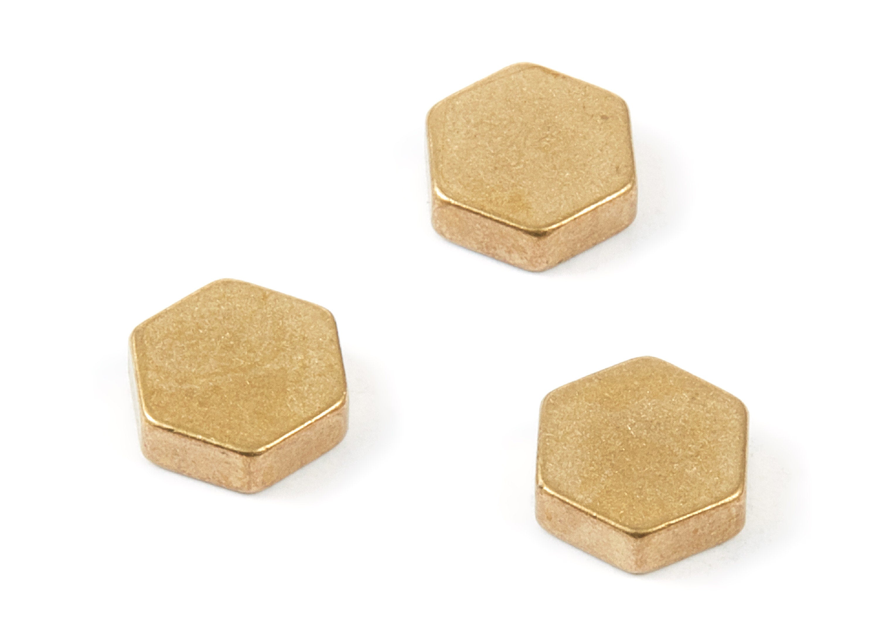 Brass Hexagon Blank - 10X3 - Raw Brass Hexagon Blanks - Jewelry Supplies - 11.3x9.97x3.19mm - PP1490 - DOMEDBAZAAR