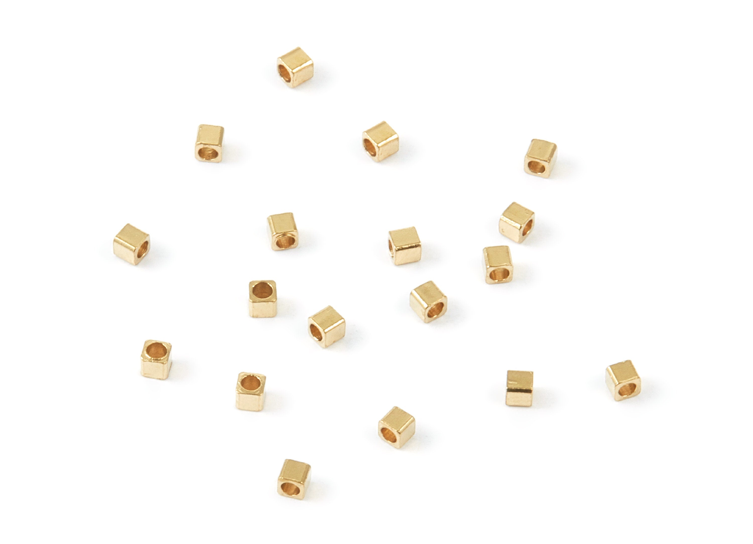 Brass Square Beads - 2X2 - Raw Brass Square Cube Beads - Jewelry Supplies - 2x2x2mm - PP1458 - DOMEDBAZAAR