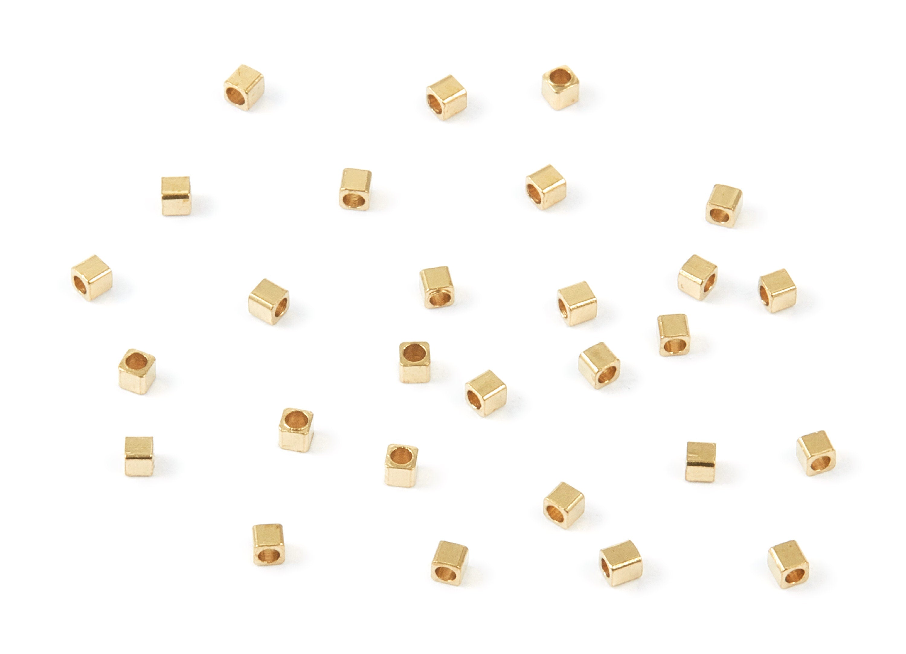 Brass Square Beads - 2X2 - Raw Brass Square Cube Beads - Jewelry Supplies - 2x2x2mm - PP1458 - DOMEDBAZAAR