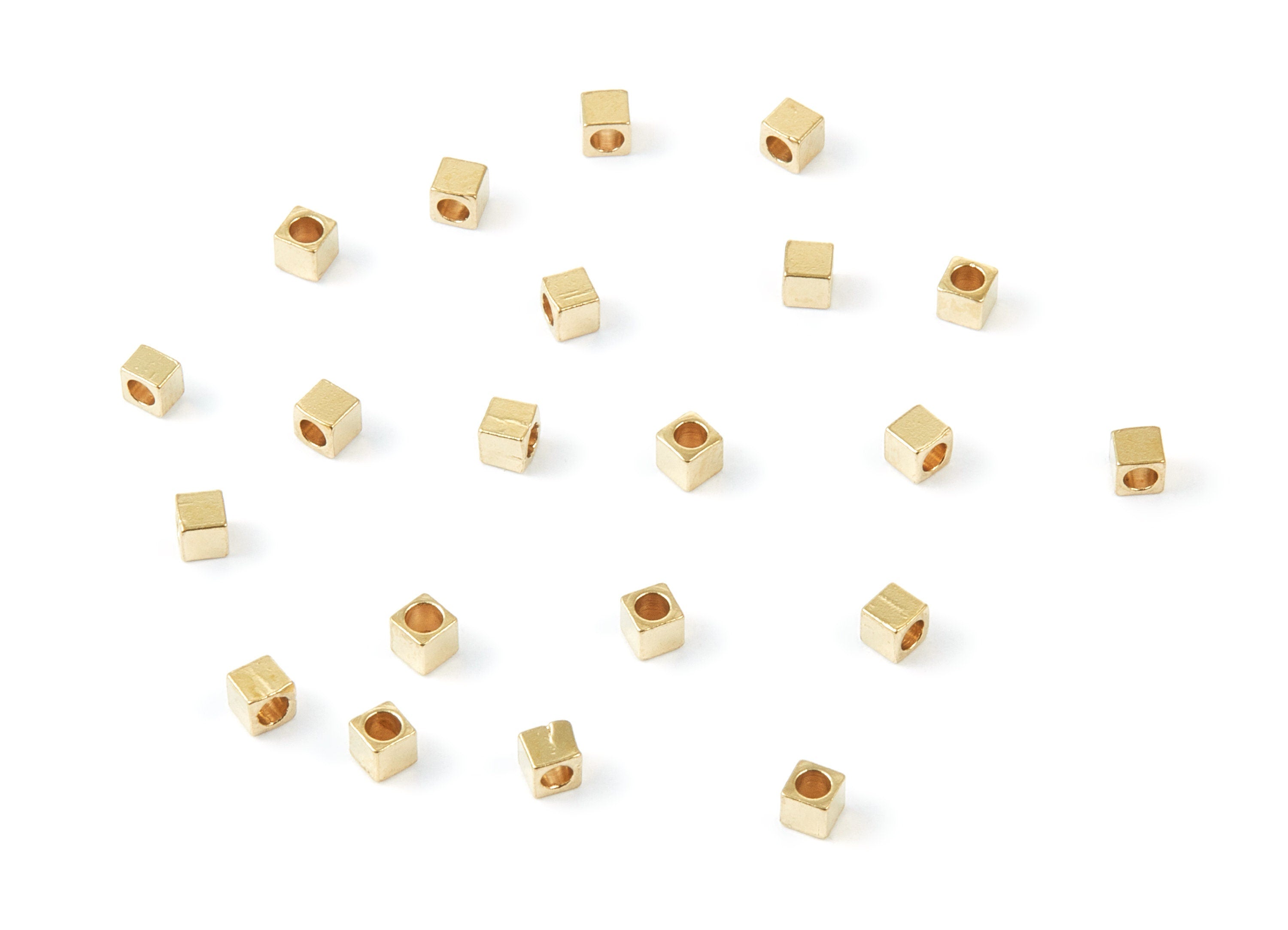 Brass Square Beads - 3X3 - Raw Brass Square Cube Beads - Jewelry Supplies - 3x3x2.99mm - PP1449 - DOMEDBAZAAR