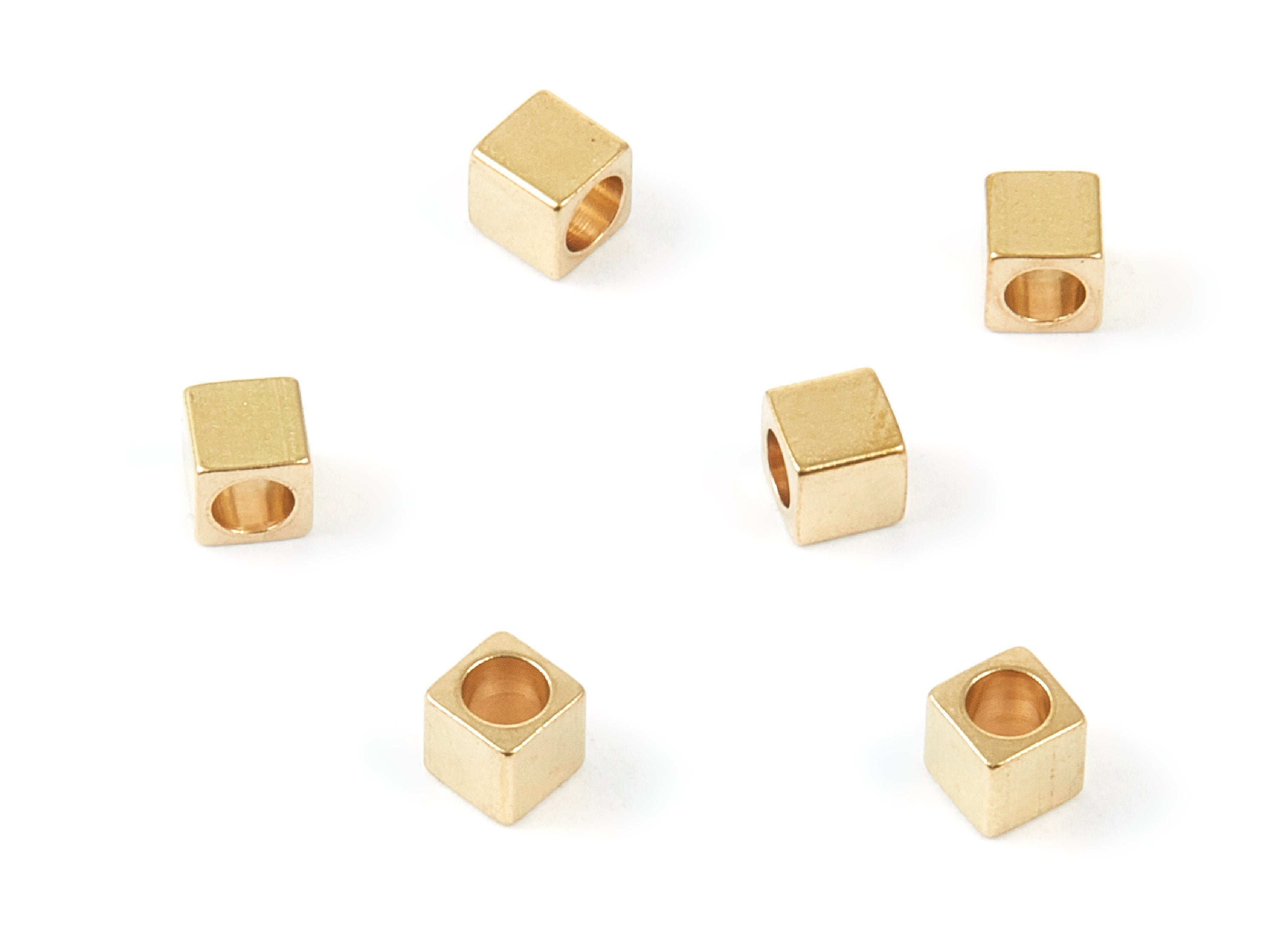Brass Square Beads - 4X4 - Raw Brass Square Cube Beads - Jewelry Supplies - 3.96x3.96x4.7mm - PP1459 - DOMEDBAZAAR