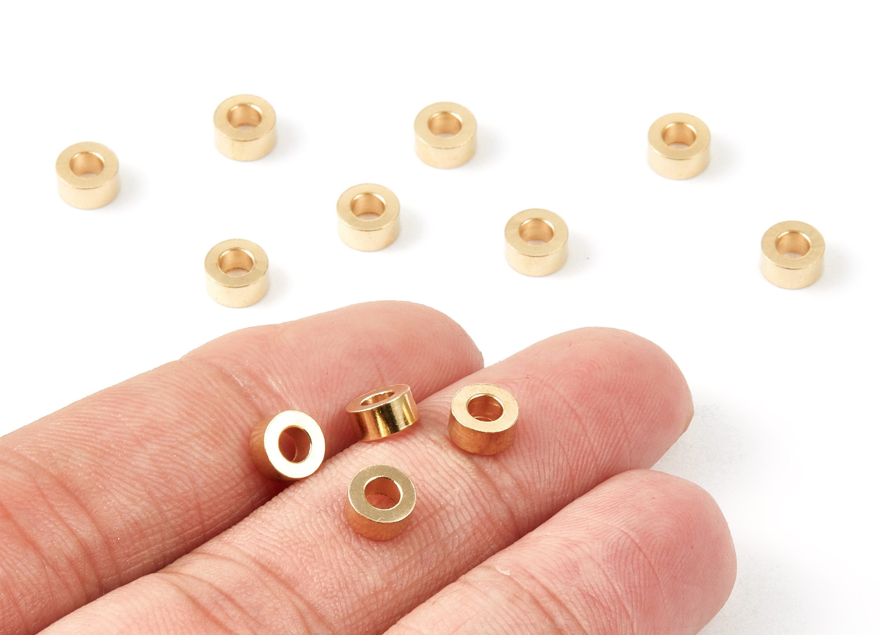 Industrial Brass Tube - Brass Tube Beads - 6*3 - Raw Brass Plain Tube Beads - jewelry supplies - 5.98x5.98x2.94mm - PP1492 - DOMEDBAZAAR