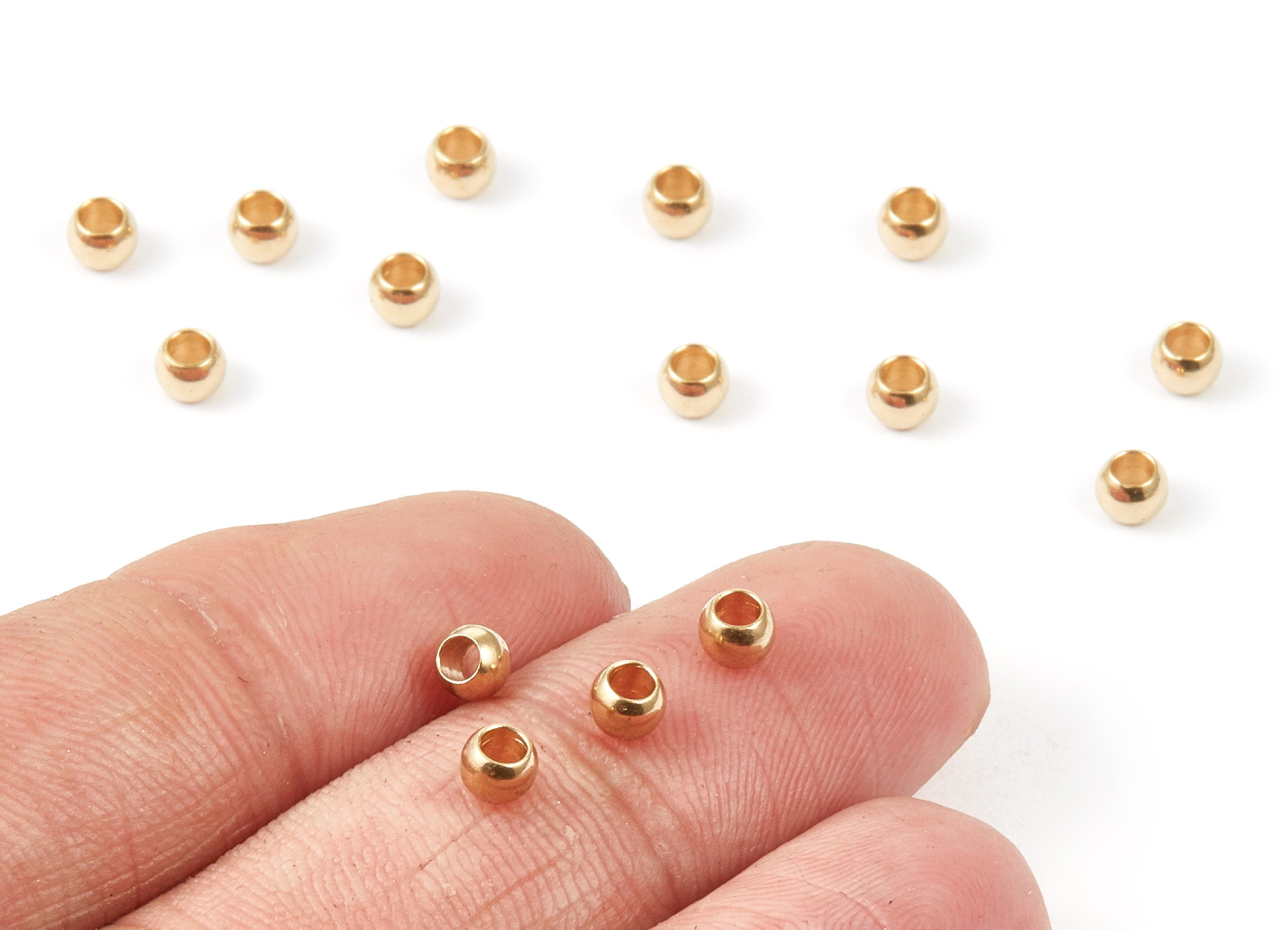 Brass Spacer Ball Beads - 4X2.2 - Raw Brass Spacer Ball Beads - Jewelry Supplies - 3.95x3.15mm - PP1455 - DOMEDBAZAAR