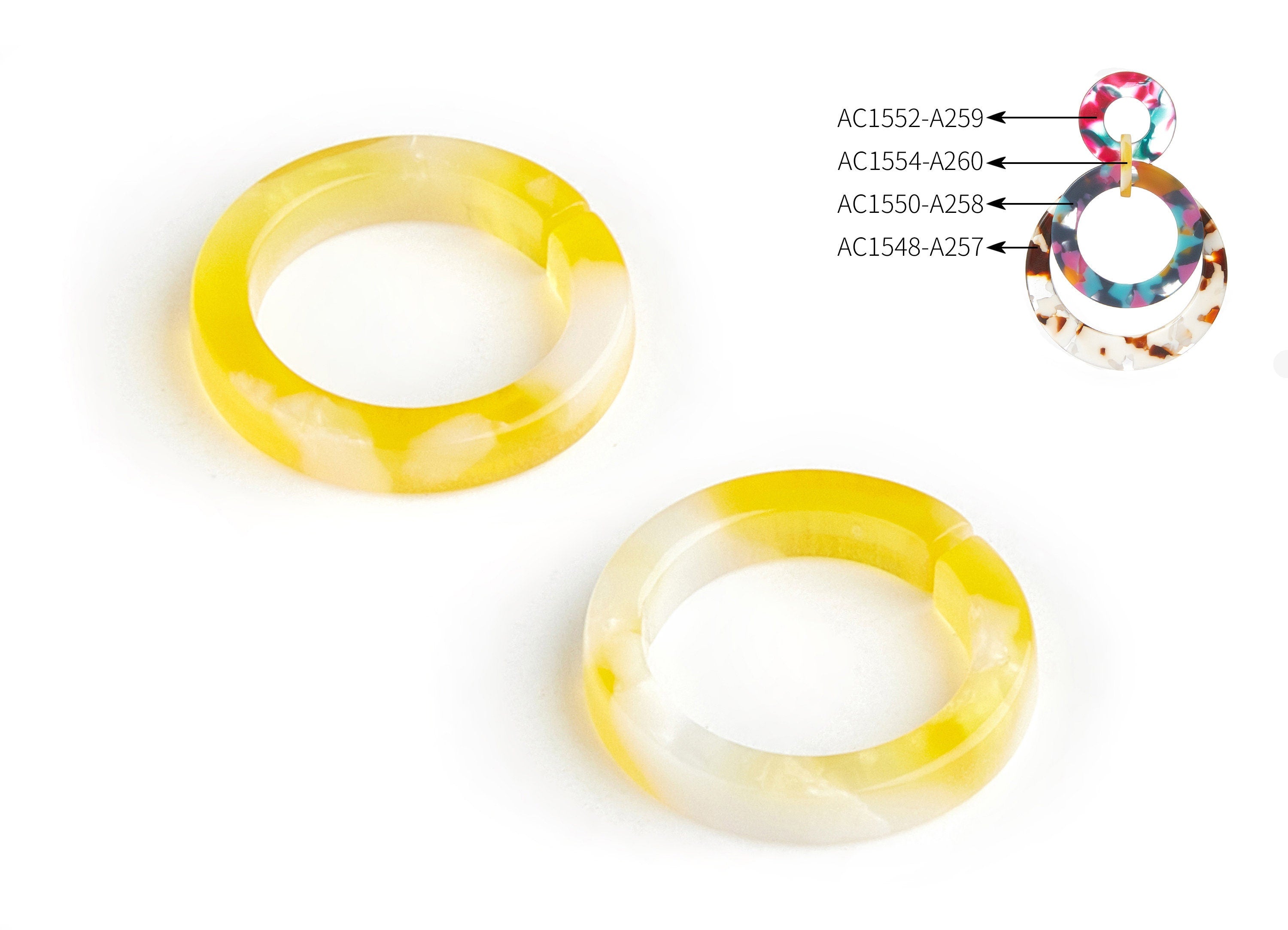 Acetate Circle Charms - Laser Cut Open Circle Pendant - Earring Findings - Jewelry Supplies - Color Code: A260 - 15x15.4x2.6mm - AC1554-A260 - DOMEDBAZAAR