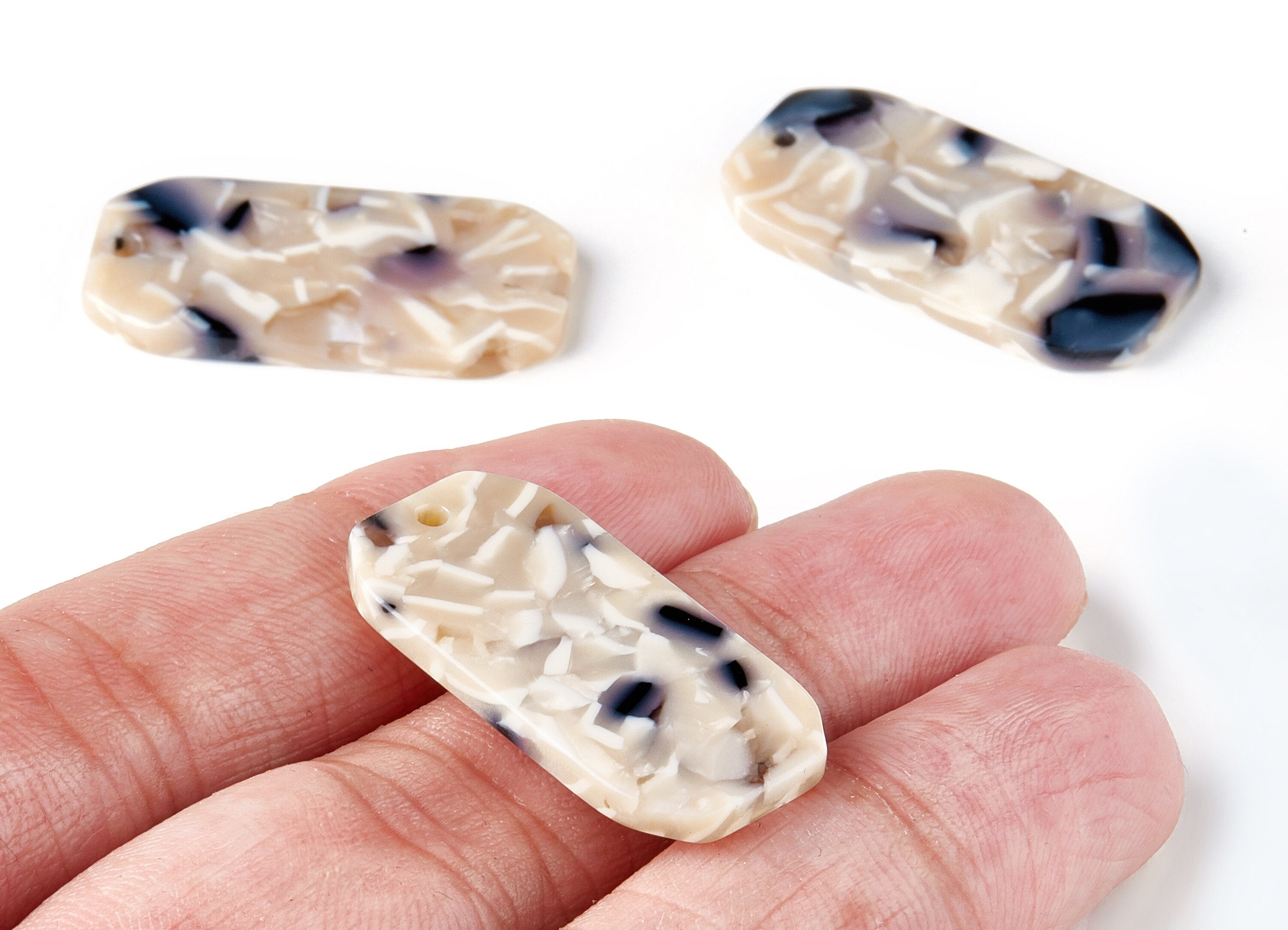 Acetate Rectangle Earring Charm - Rectangle Pendant - Earring Findings - Jewelry Supplies - Color Code: A87 - 31.7x14.88x2.72mm - AC1390-A87 - DOMEDBAZAAR