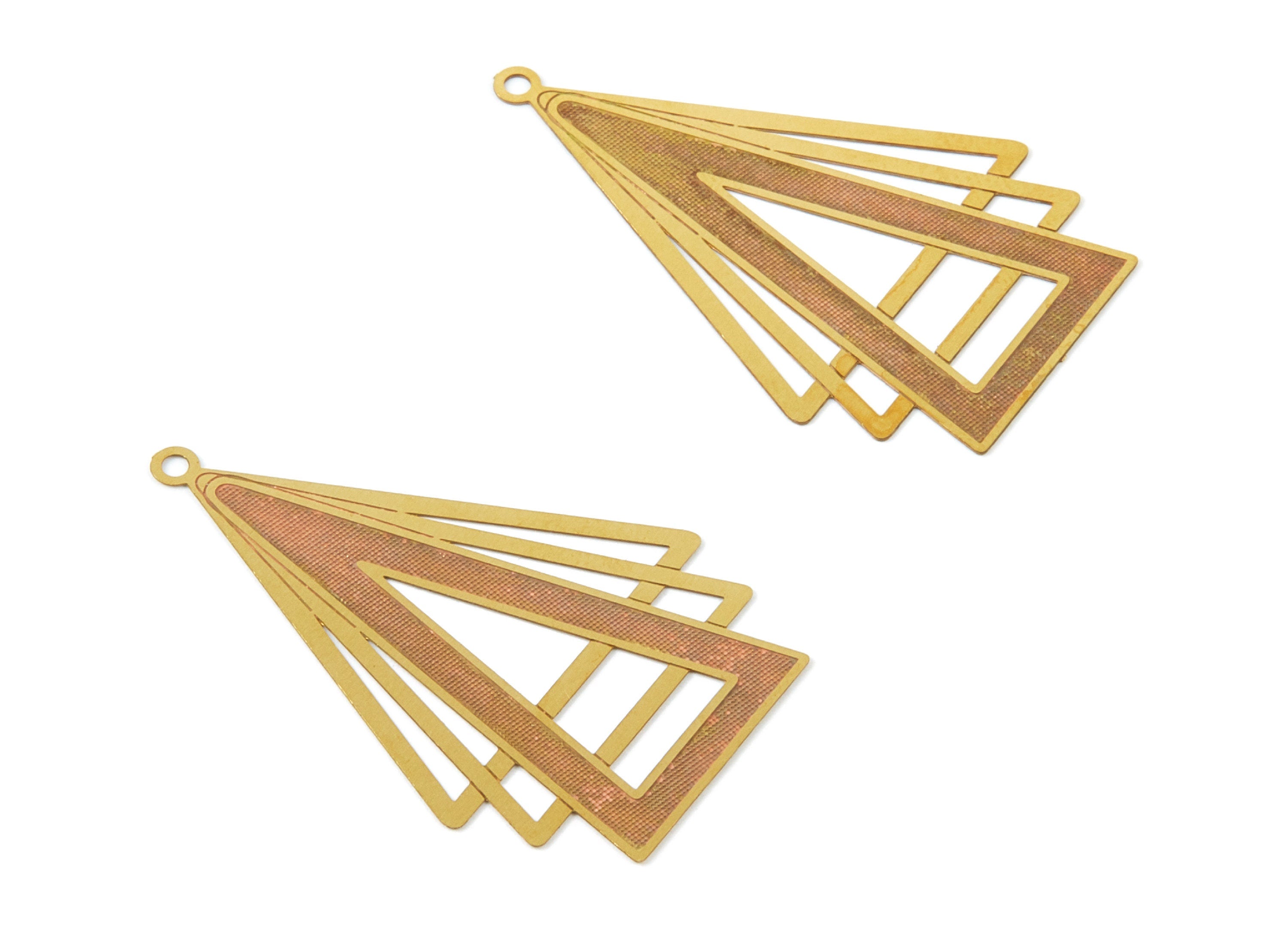 Raw Brass Triangle Shaped Necklace Charms - Geometric Necklace Charms - Earring Findings - 42.5x27x0.29mm - JJB5173 - DOMEDBAZAAR