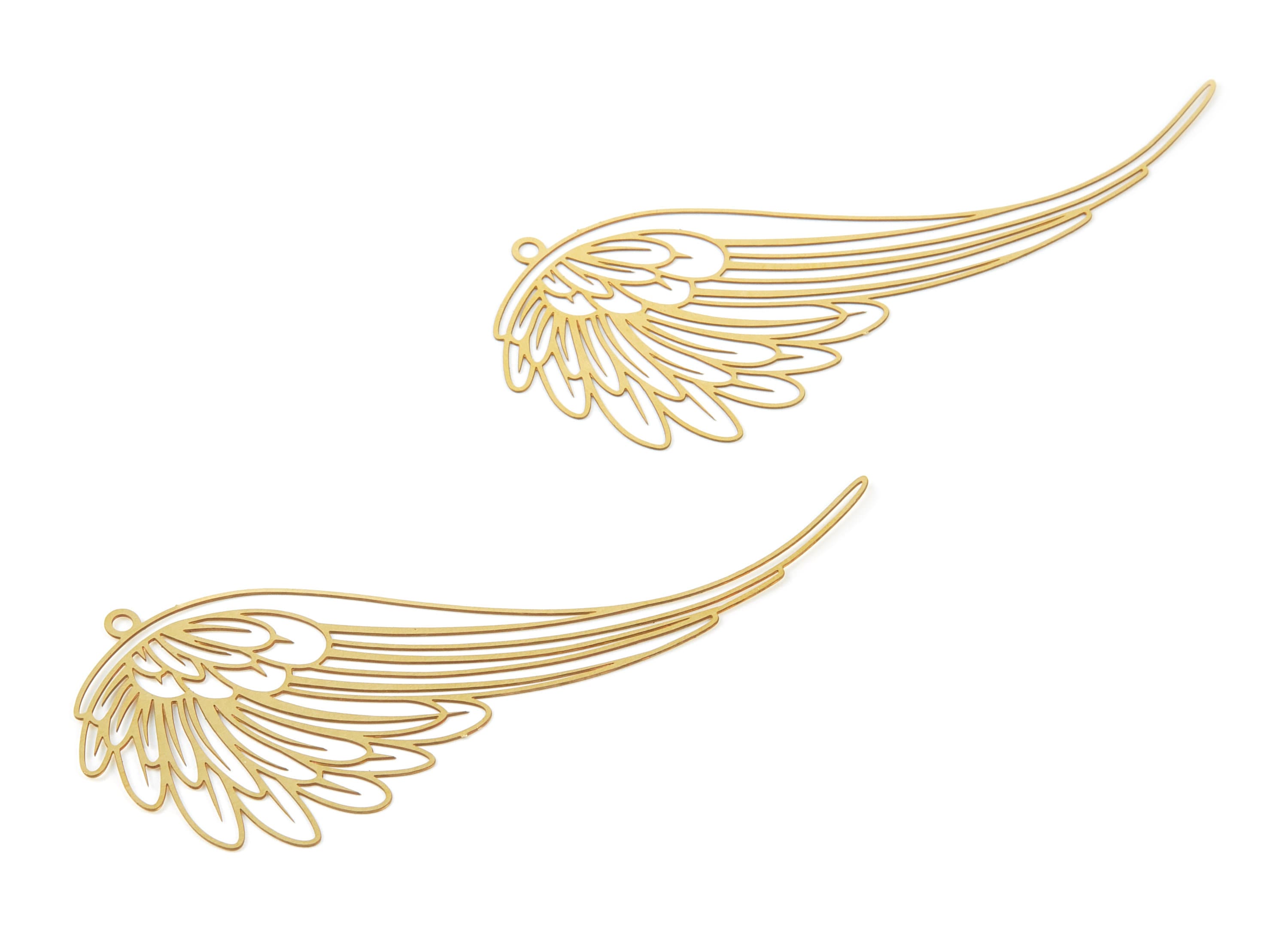 Raw Brass Bird Wing Necklace Charms - Hollow Necklace Pendants - Earring Findings - 77.5x31.4x0.29mm - JJB4854 - DOMEDBAZAAR