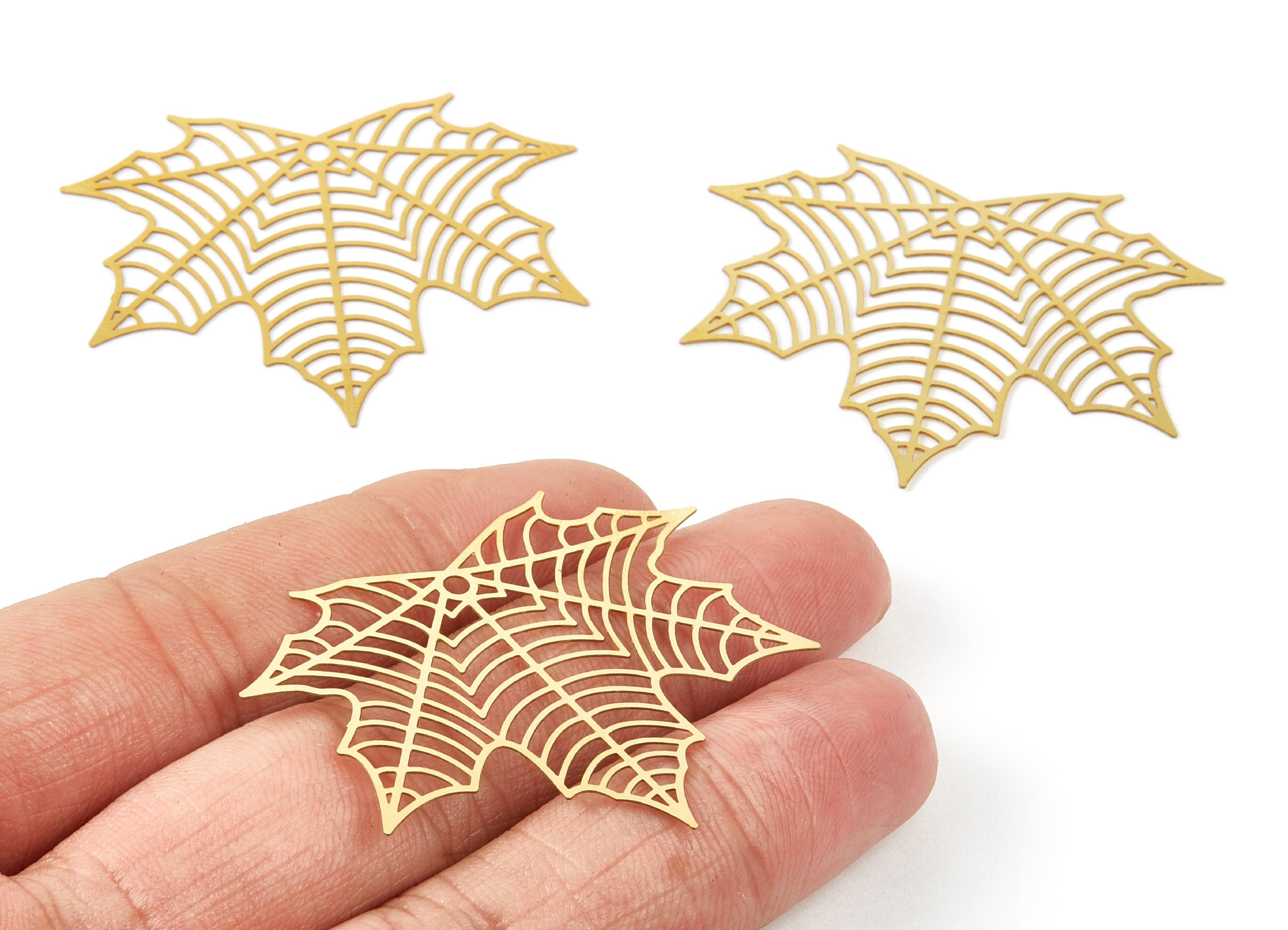Raw Brass Leaf Shaped Earring Charms - Hallow Out Necklace - Earring Findings - Jewelry Supplies -46.9x38x0.29mm - JJA1564 - DOMEDBAZAAR