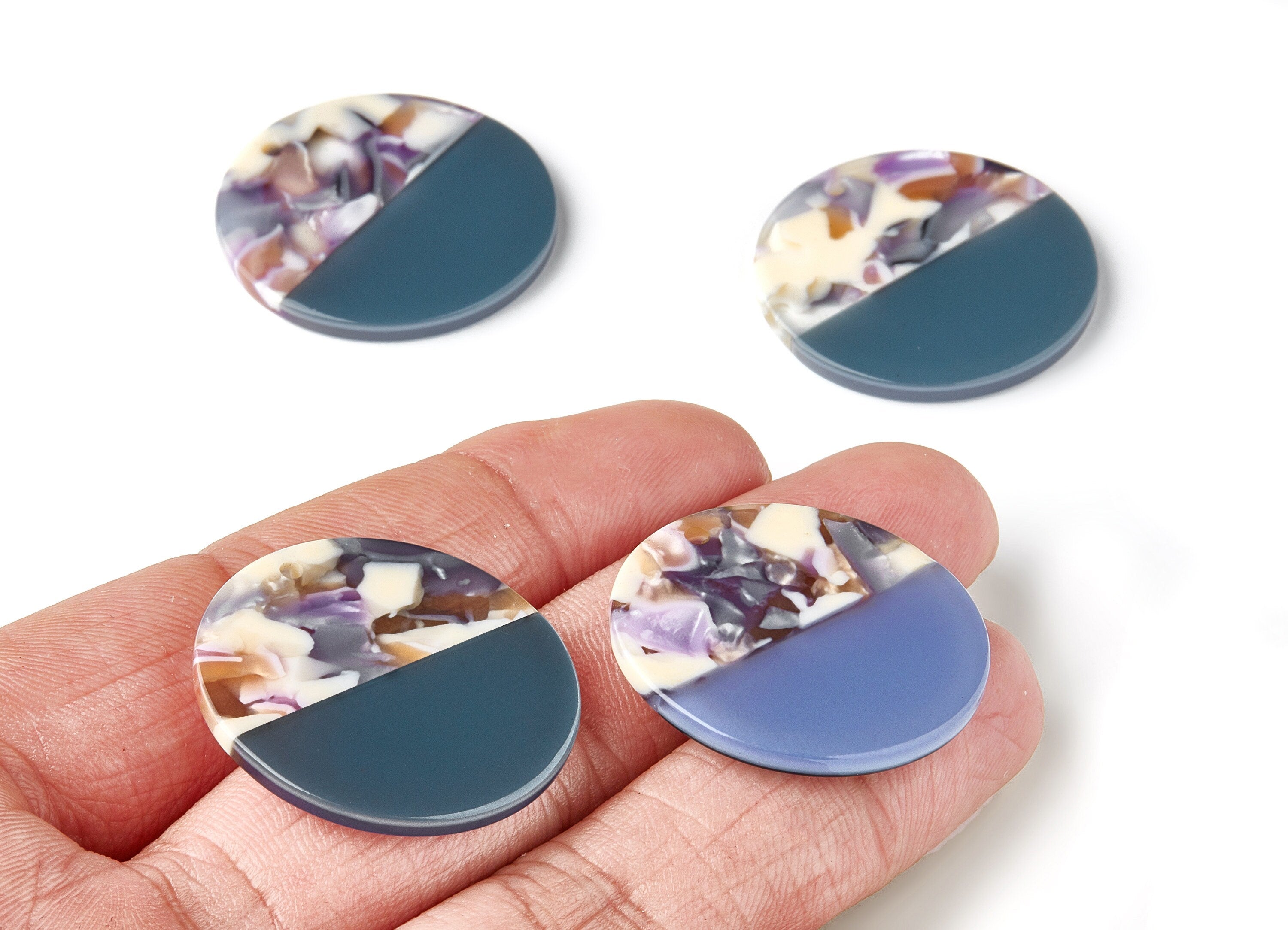 Acetate Round Earring Charms - Circle Shaped Pendant - Earring Findings - Jewelry Supplies - 29.9x29.9x2.3mm - AC1421H - DOMEDBAZAAR