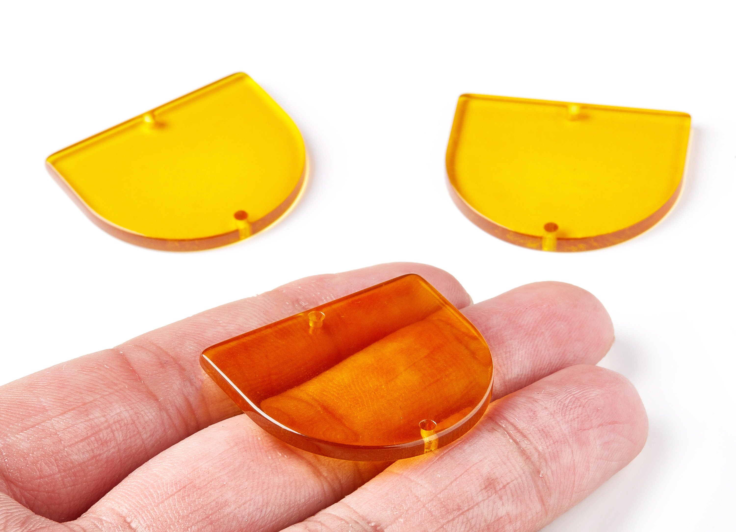 Acrylic Earring Charms - 2 Holes - Tortoise Shell Earrings - D Shaped Pendant - Color Code: A283 - 33.43x29.25x2.7mm - AC1634-A283 - DOMEDBAZAAR