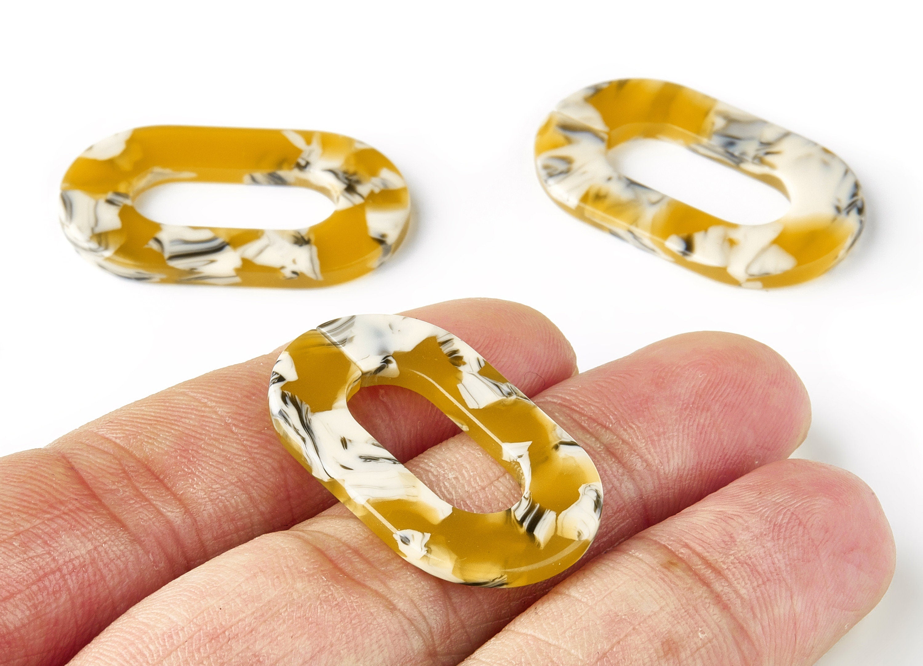 Acetate Oval Earring Charms - Laser Cut Open Oval Flat Cable Chain - Jewelry Supplies - Color Code: A14 - 32.52x19.75x2.66mm - AC1148B - DOMEDBAZAAR