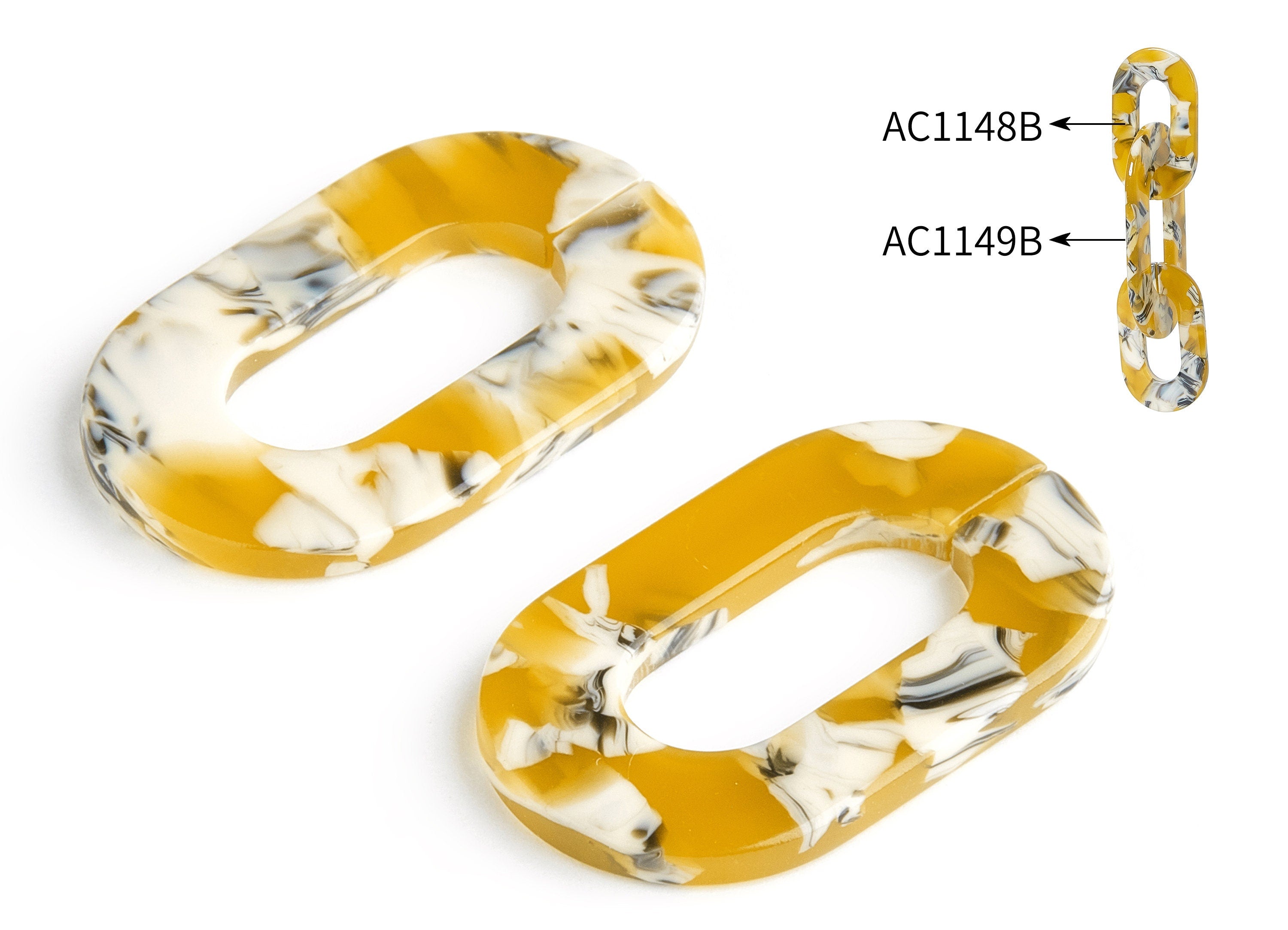 Acetate Oval Earring Charms - Laser Cut Open Oval Flat Cable Chain - Jewelry Supplies - Color Code: A14 - 32.52x19.75x2.66mm - AC1148B - DOMEDBAZAAR